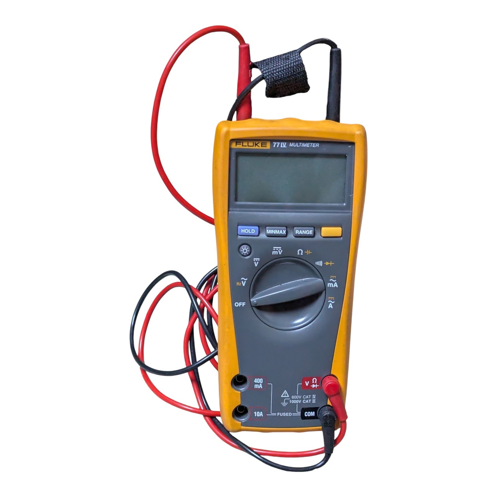 FLUKE 77-IV Multimeter W/ Leads + Magnetic Hanging Strap TPak Very Nice