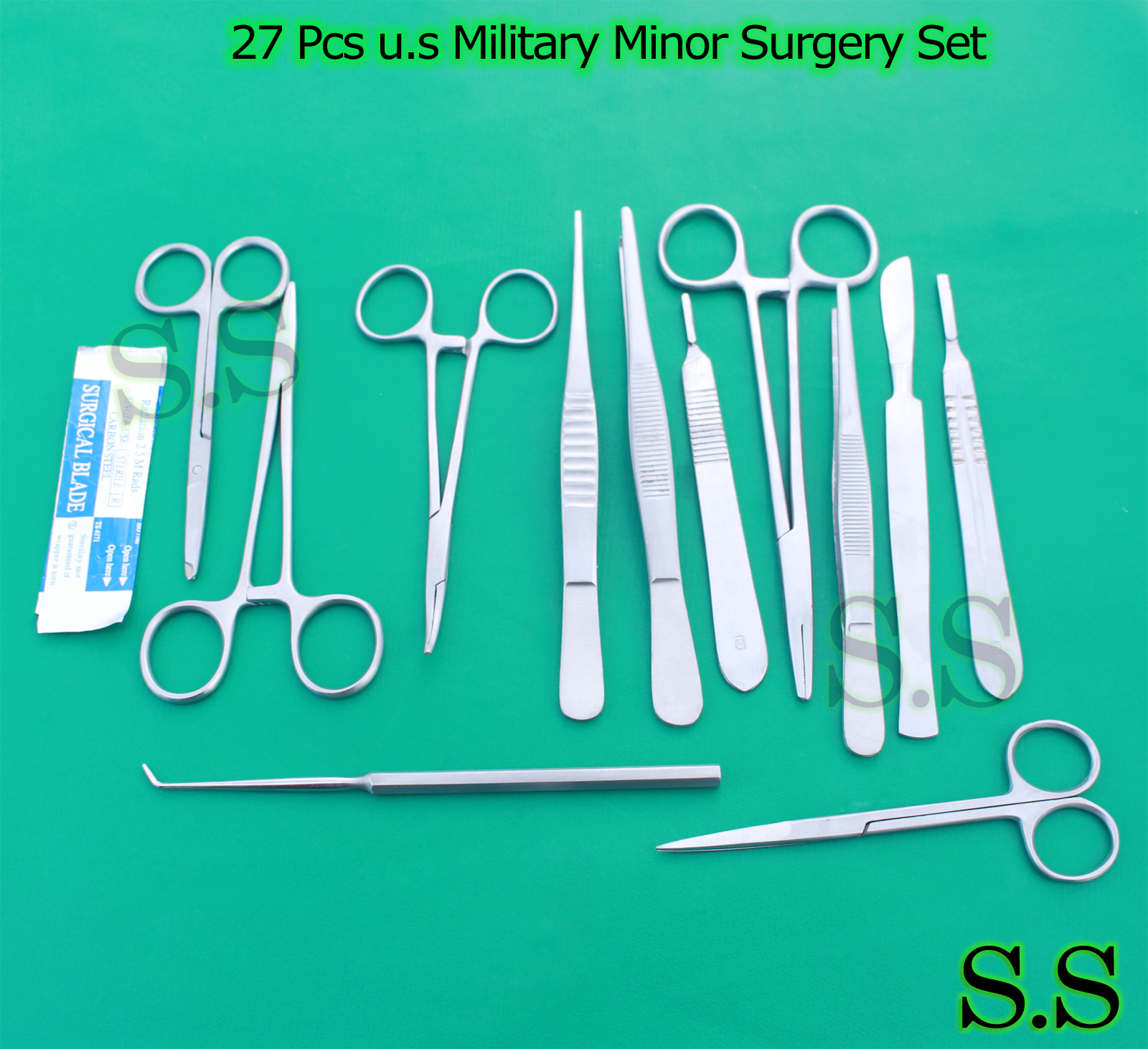 27 PCS U.S MILITARY MINOR SURGERY SURGICAL INSTRUMENTS KIT