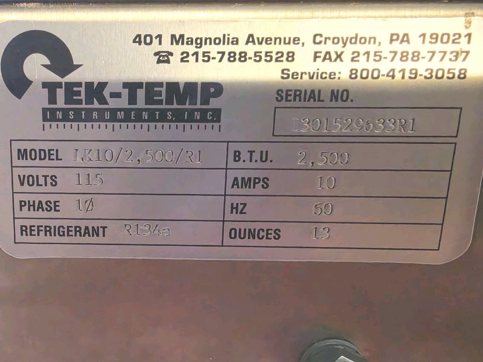 Tek-Temp LK-10 Recirculating Chiller JK10/2,500/R1 115V 2500 BTU/hr Lab -…