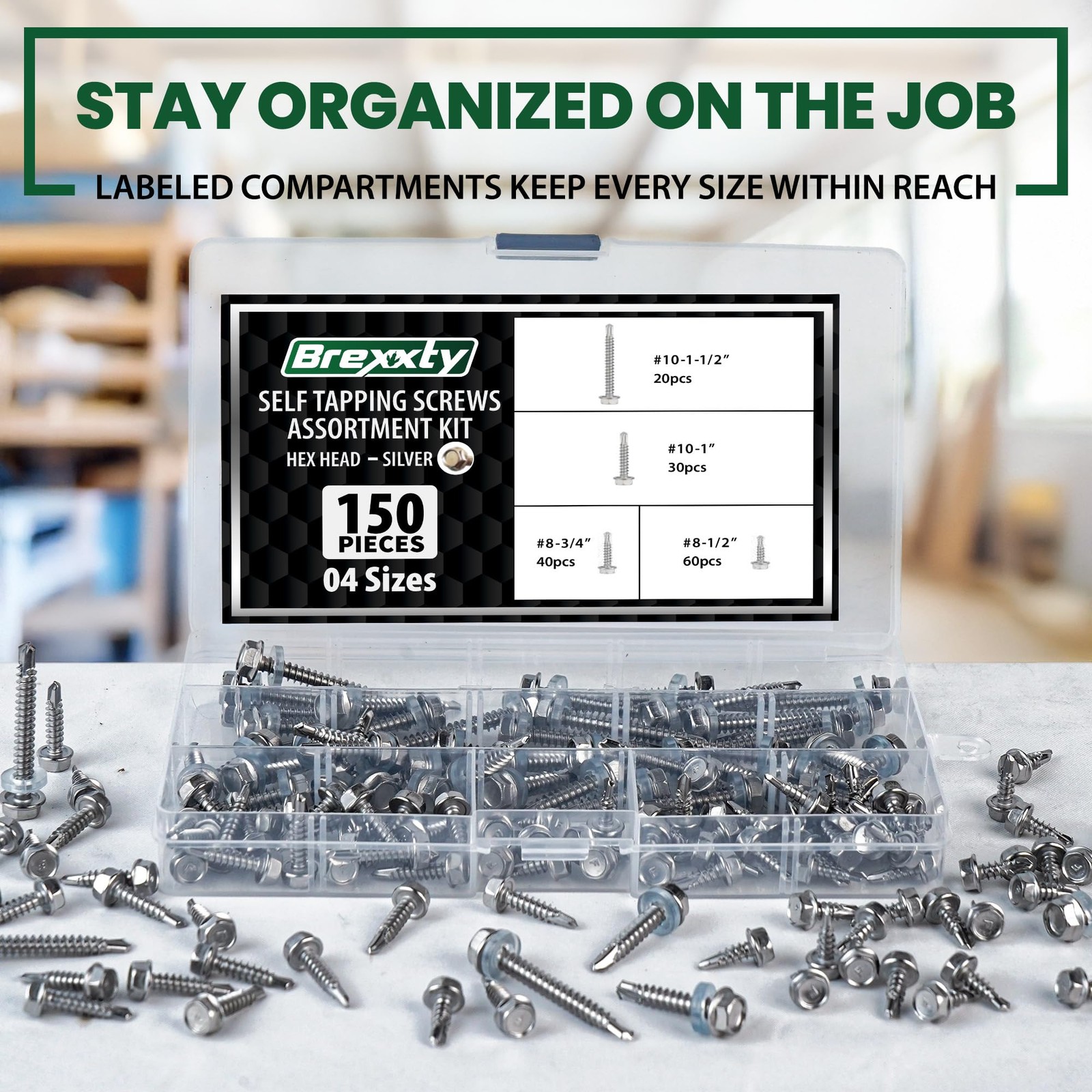 150 PCS Self Drilling Screws for Metal, Wood & Plastic – 410 Stainless Steel …
