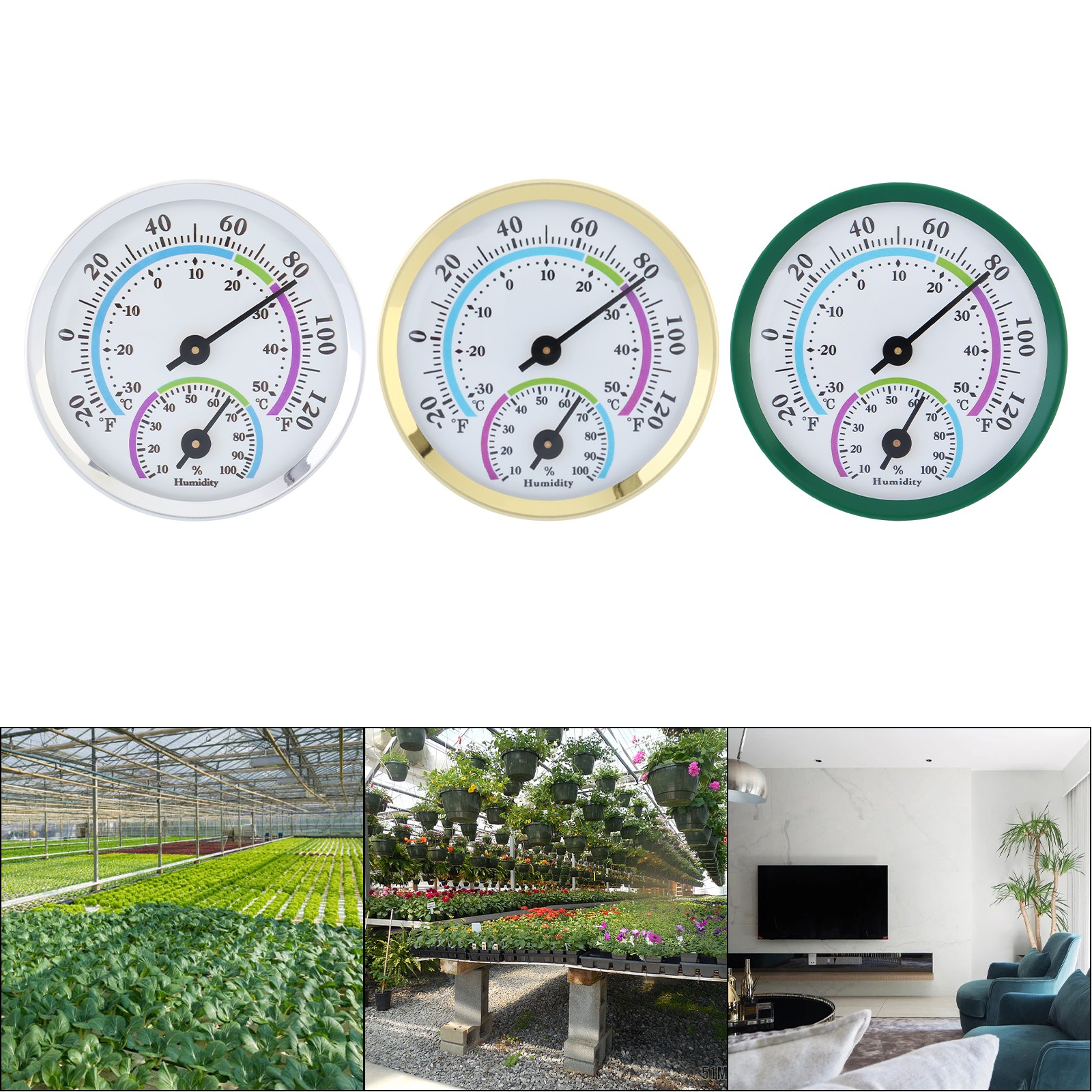 2 in 1 Mini Indoor Thermometer Temperature Hygrometer (No Battery Needed),Green