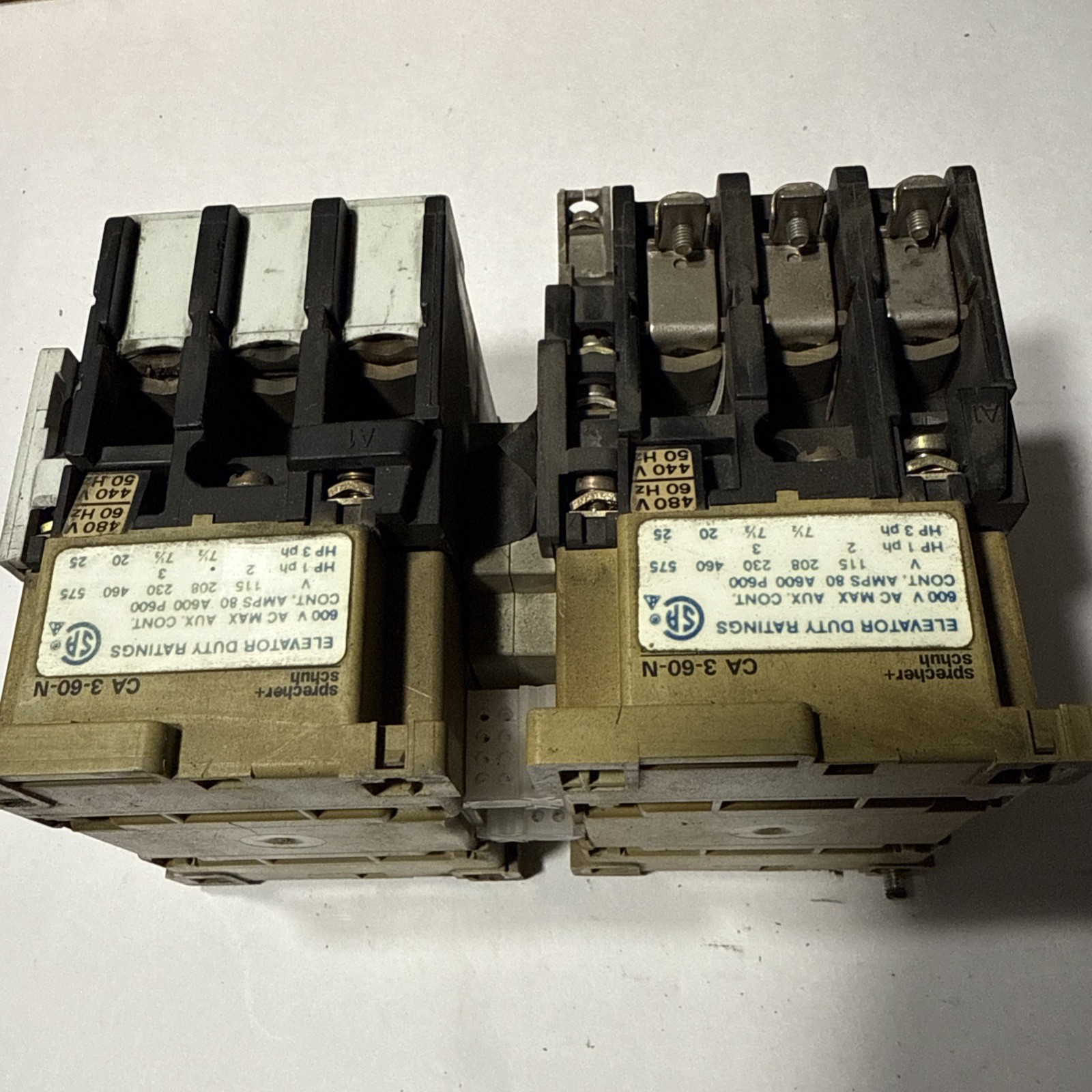(2) GENUINE SPRECHER+SCHUH CONTACTOR # CA3-60-N11-120VAC / COIL 120VAC