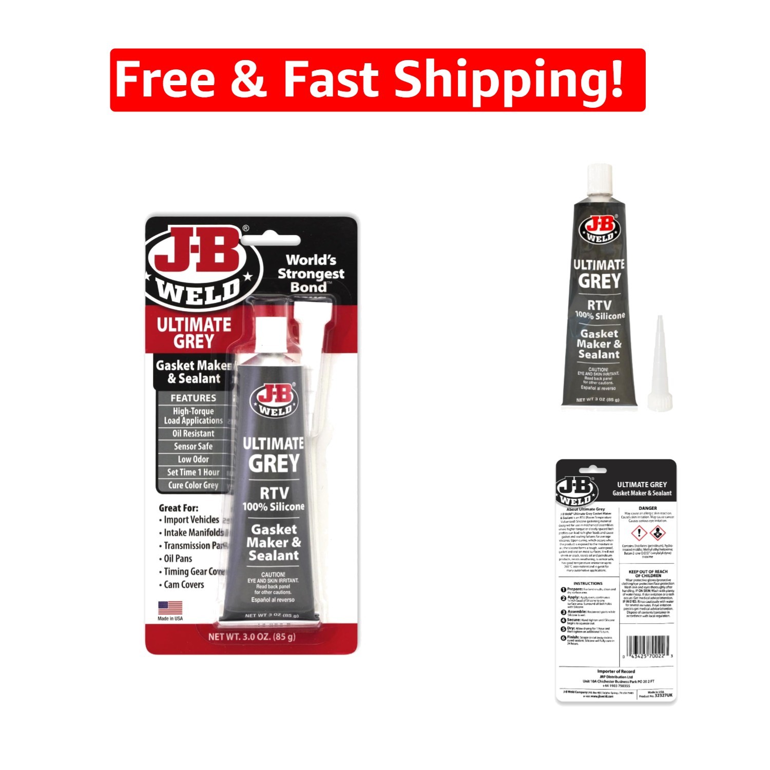 3 oz. Gray Waterproof RTV Silicone Sealant – Gasket Maker for Automotive