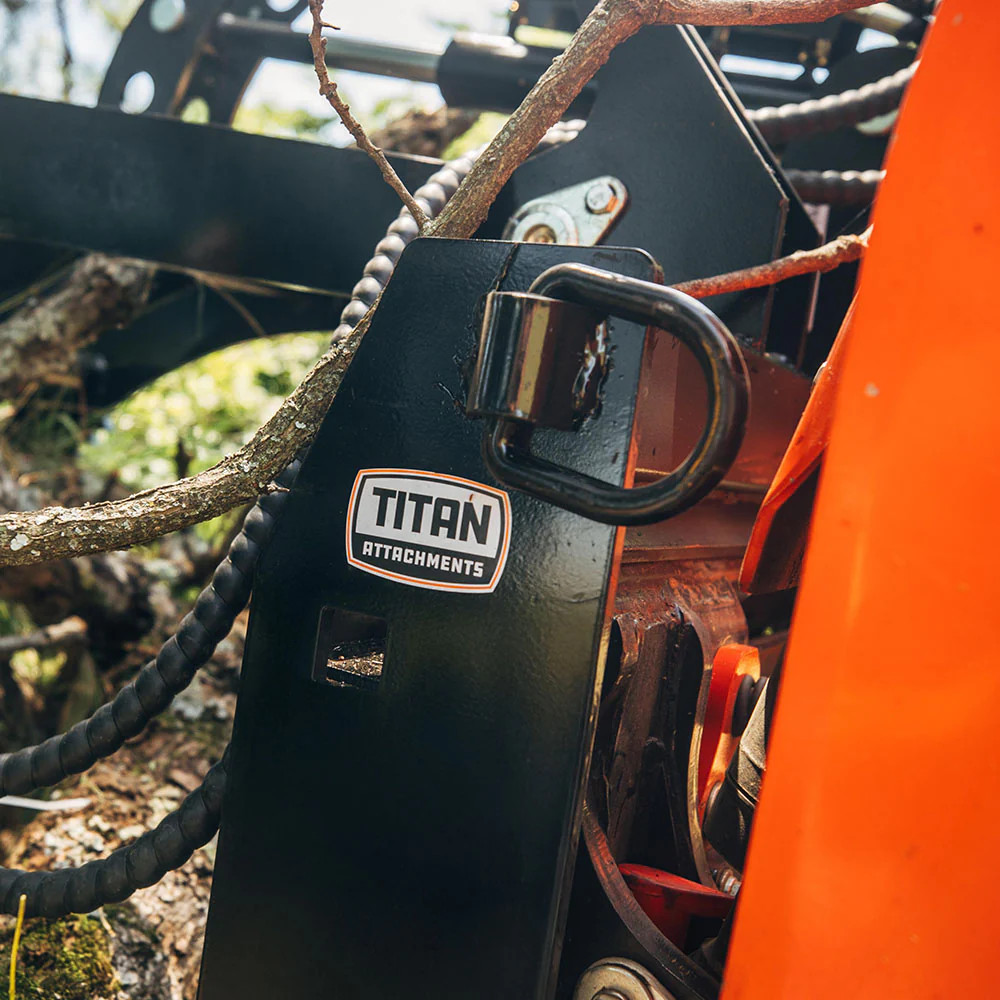 Titan Hydraulic Skid Steer Pallet Fork Grapple Attachment V2, 42in Blades