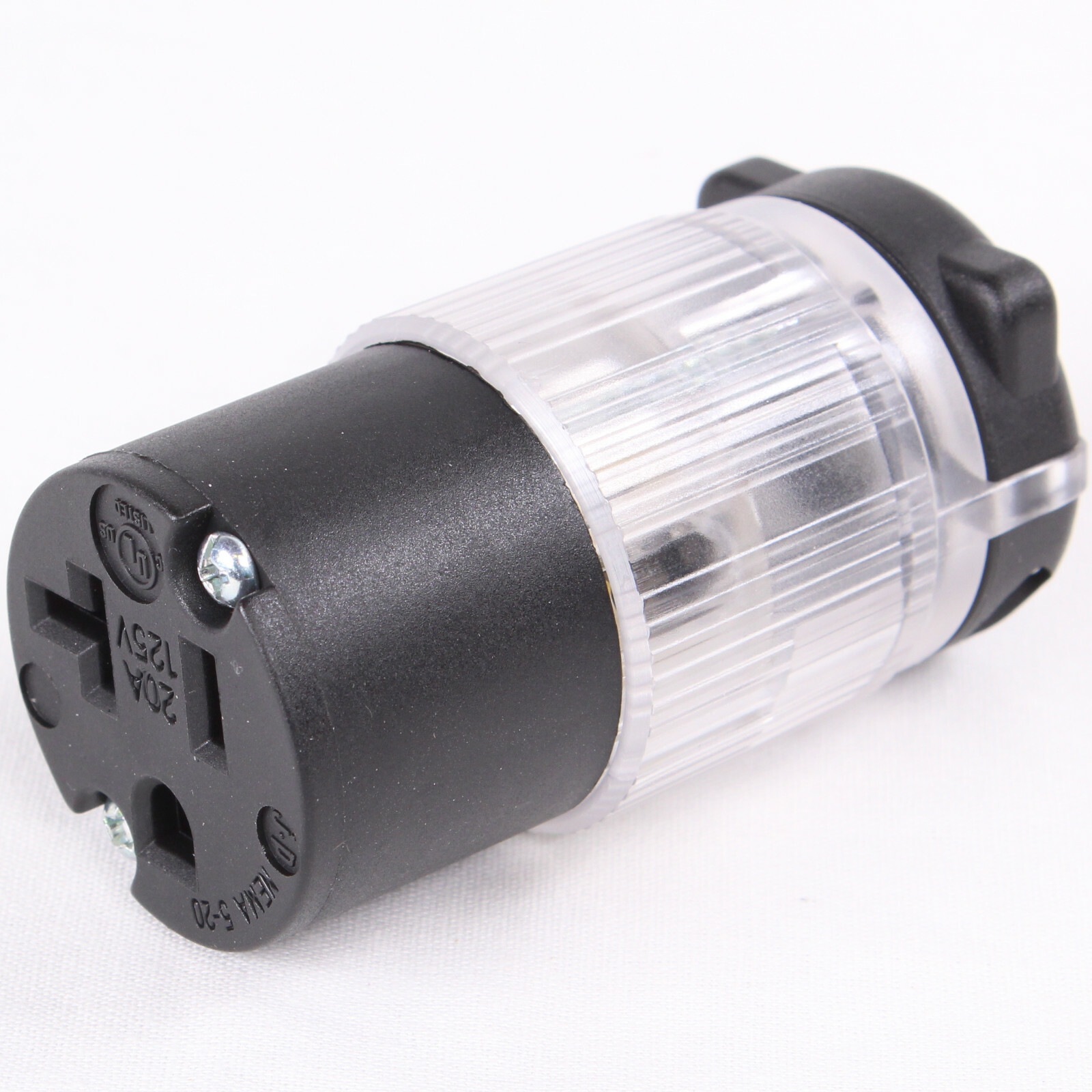 Lighted Female 520-CV-LIT Cord Repair Connector 20 Amp 520R Straight Blade 125V