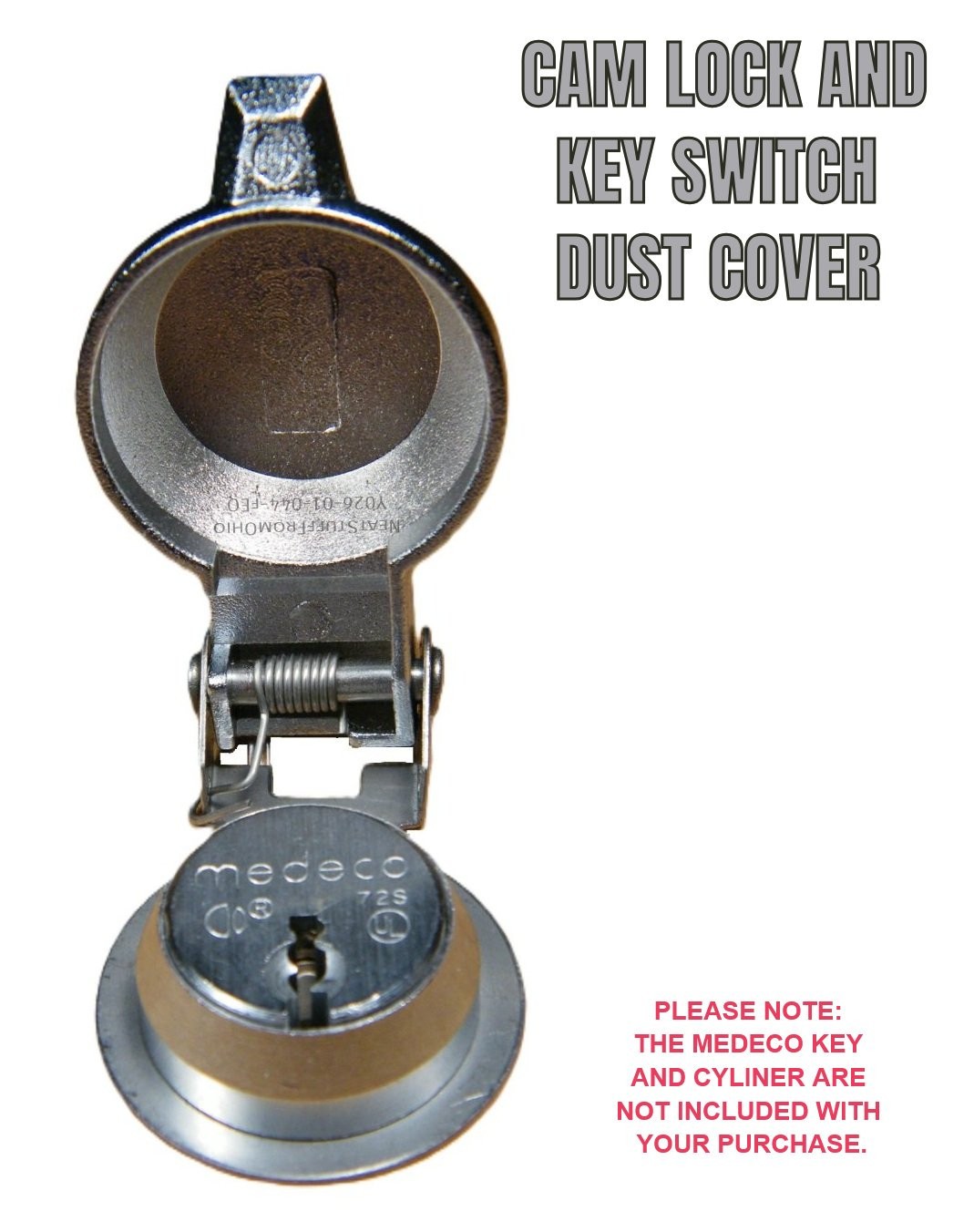 CAM LOCK DUST COVER – KEY SWITCH COVER, WEATHER RESISTANT, METAL, ZINC PLATED