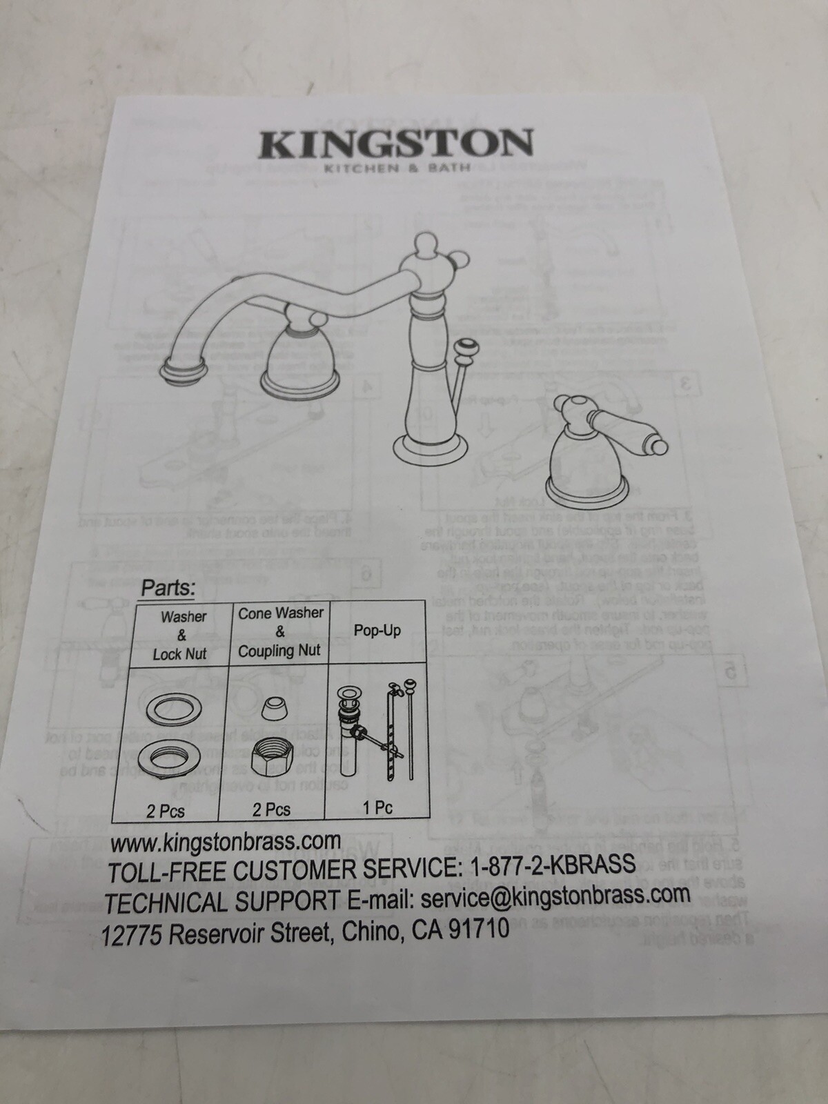 Kingston Brass KB1975PL Heritage Widespread Lavatory Faucet with Porcelain Lever