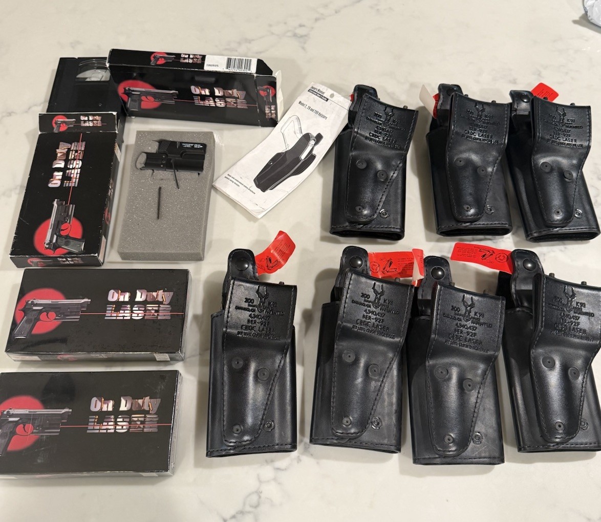 Safariland Holster Vintage Lot with 3 Taurus On Duty Laser Systems + VHS NOS