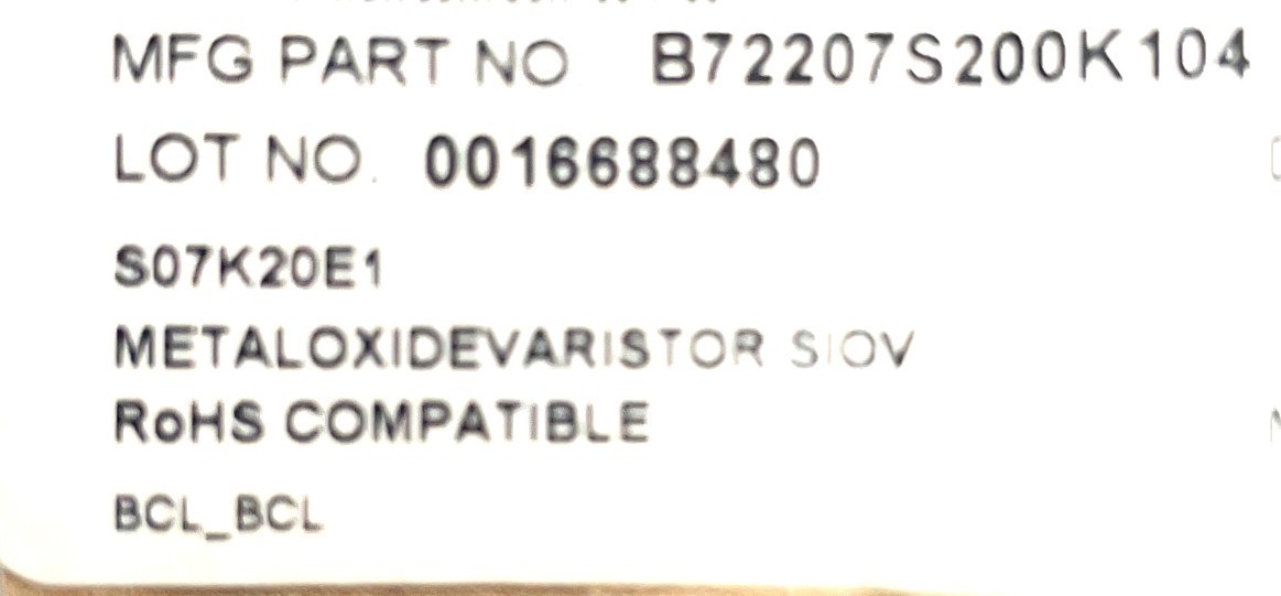 100 EACH METAL OXIDE VARISTOR SIOV ROHS COMPAT1 BLE, 07 K20E 1 RU 12 02 NEW!