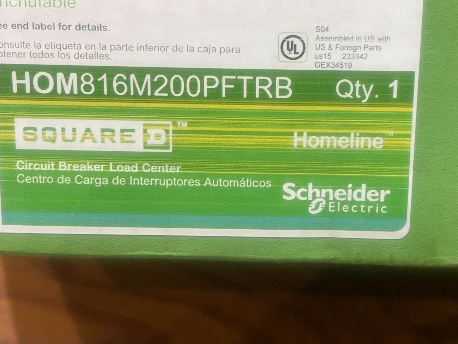 SQUARE D HOMELINE HOM816M200PFTRB 200A 8-SPACE 16-CIRCUIT BREAKER LOAD CENTER