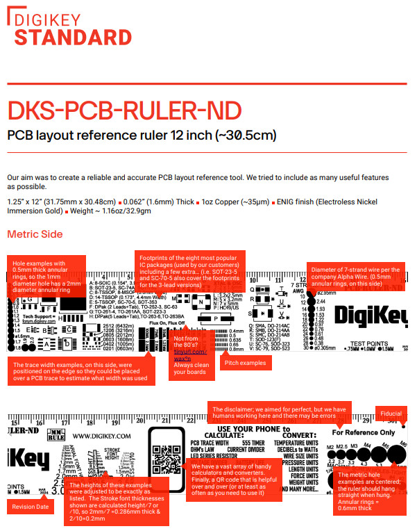 Digi-Key RED PCB LAYOUT REFERENCE RULER 12″