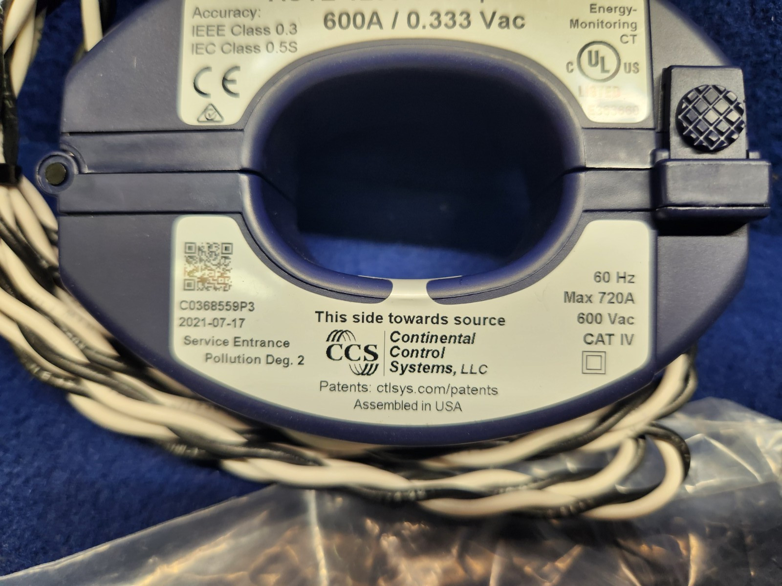 New ACCU-CT ACTL-1250-600 Opt C0.3 Split-Core Current Transformer 600A/0.333 VAC