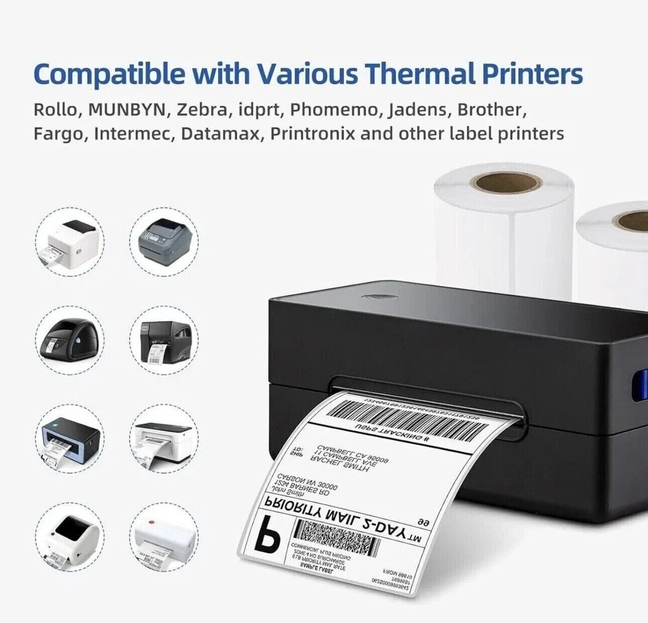 20 Rolls label 4×6 Direct Thermal Shipping 5000 labels Zebra Eltron ZP450 2844
