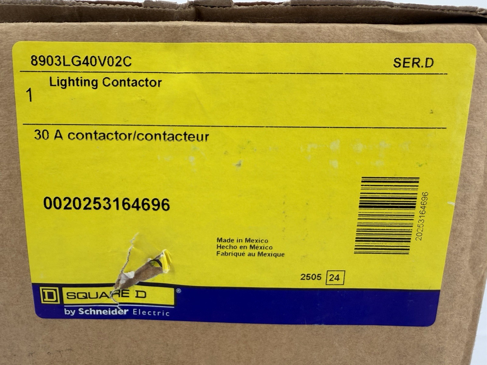 Square D 8903LG40V02C Multi-Pole Lighting Contactor, Electrically Held, 4P, 4NO