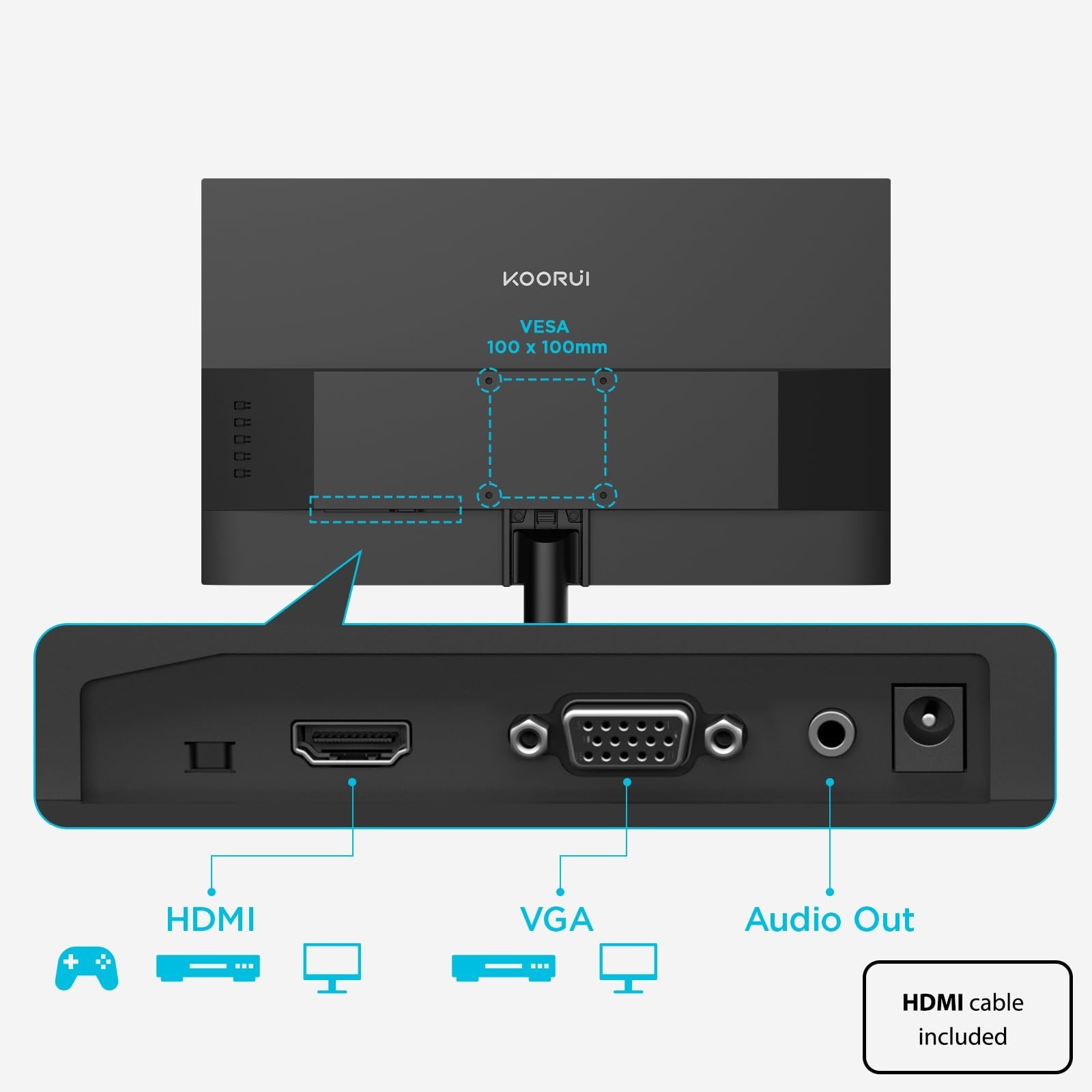 KOORUI 24-inch Computer Monitor Full HD 1920 x 1080p 100Hz VA Display 3000:1 …