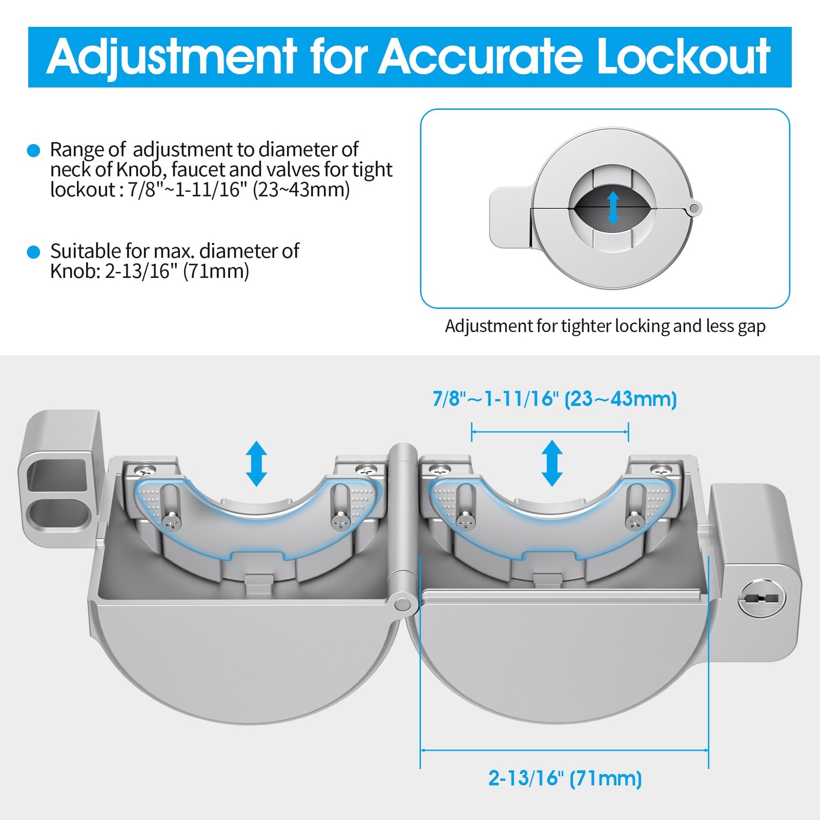 Door Knob Lockout Device Childproof 3 Keys Matte Silver Brass Keys Smart
