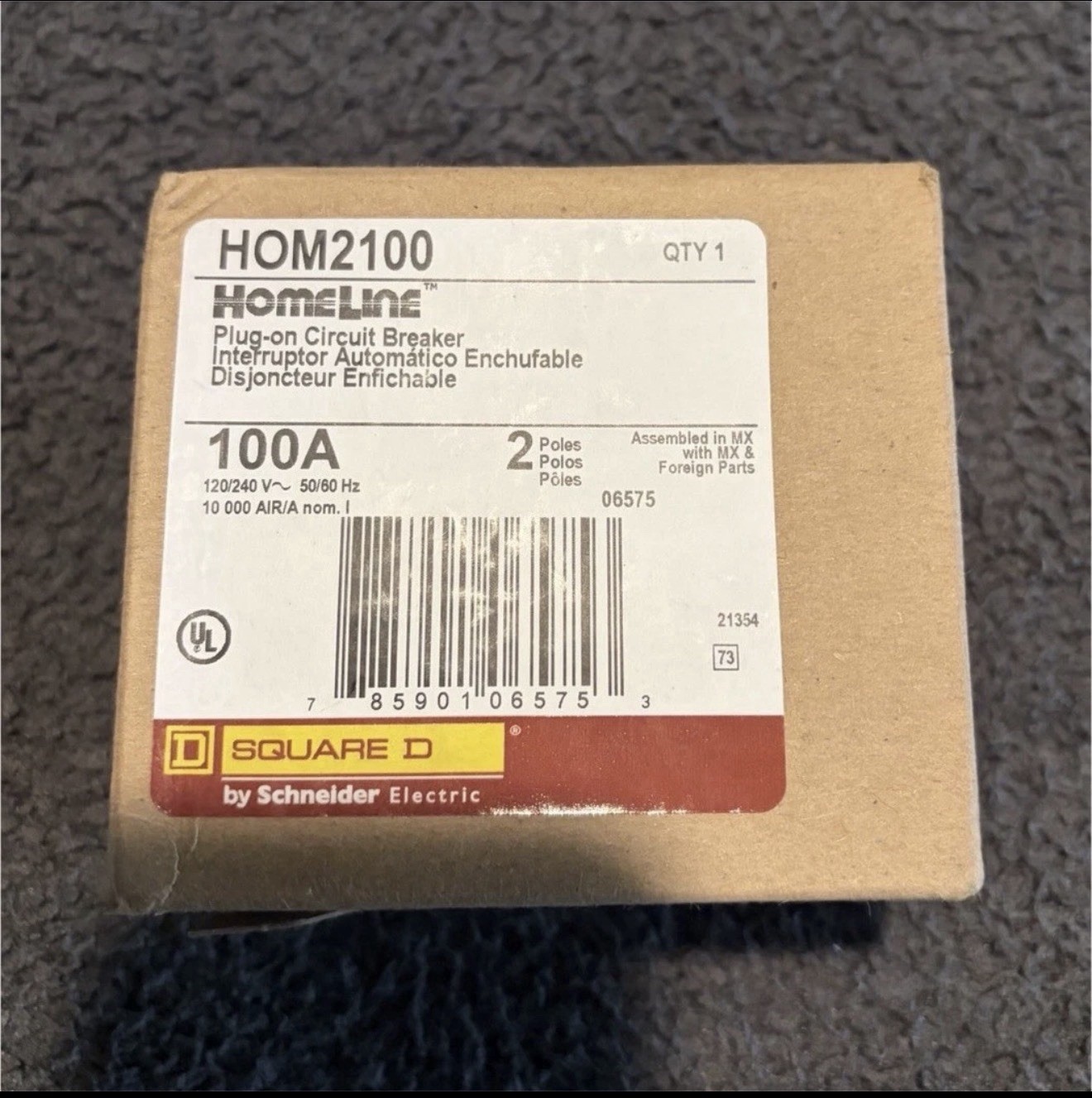 Square D Homeline 100A 2 Pole Breaker 120/240V Schneider Electric HOM2100C *NEW*