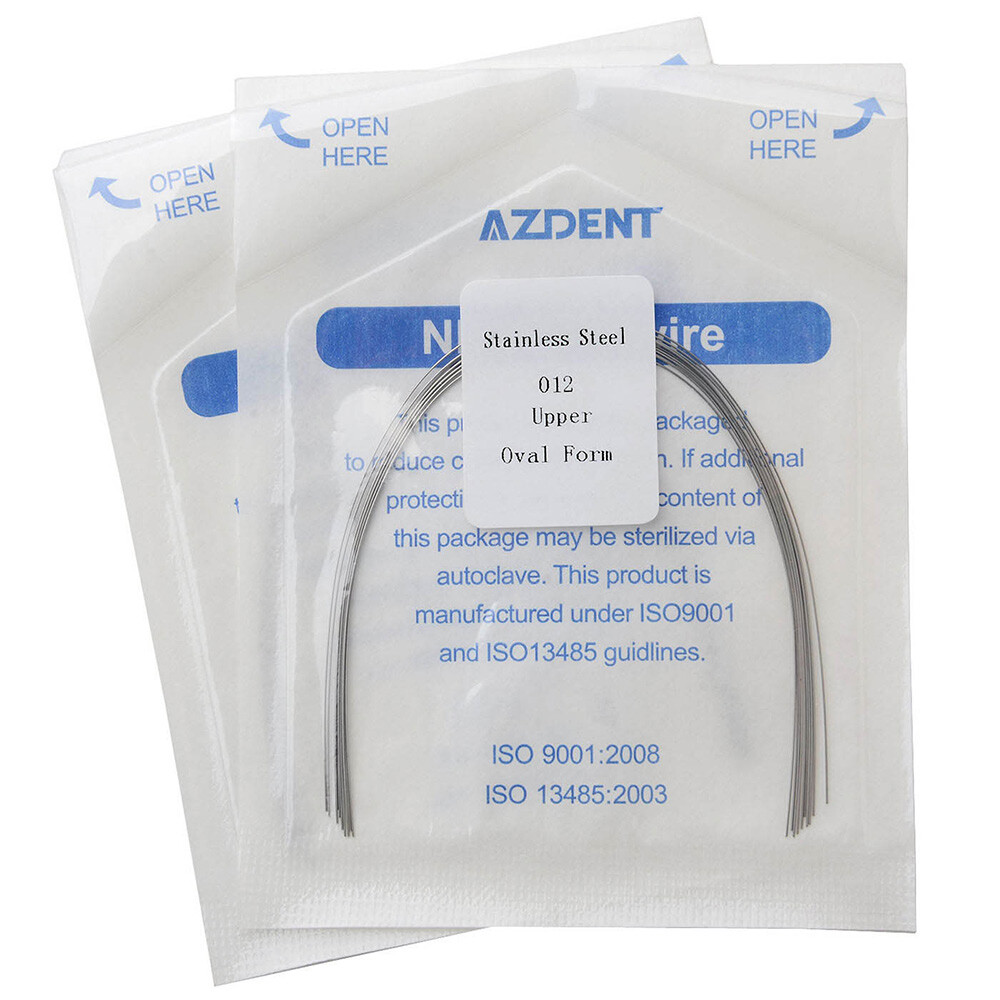 AZDENT Dental Super Elastic Stainless Steel Arch Wires Round Ovoid /Natural FDA