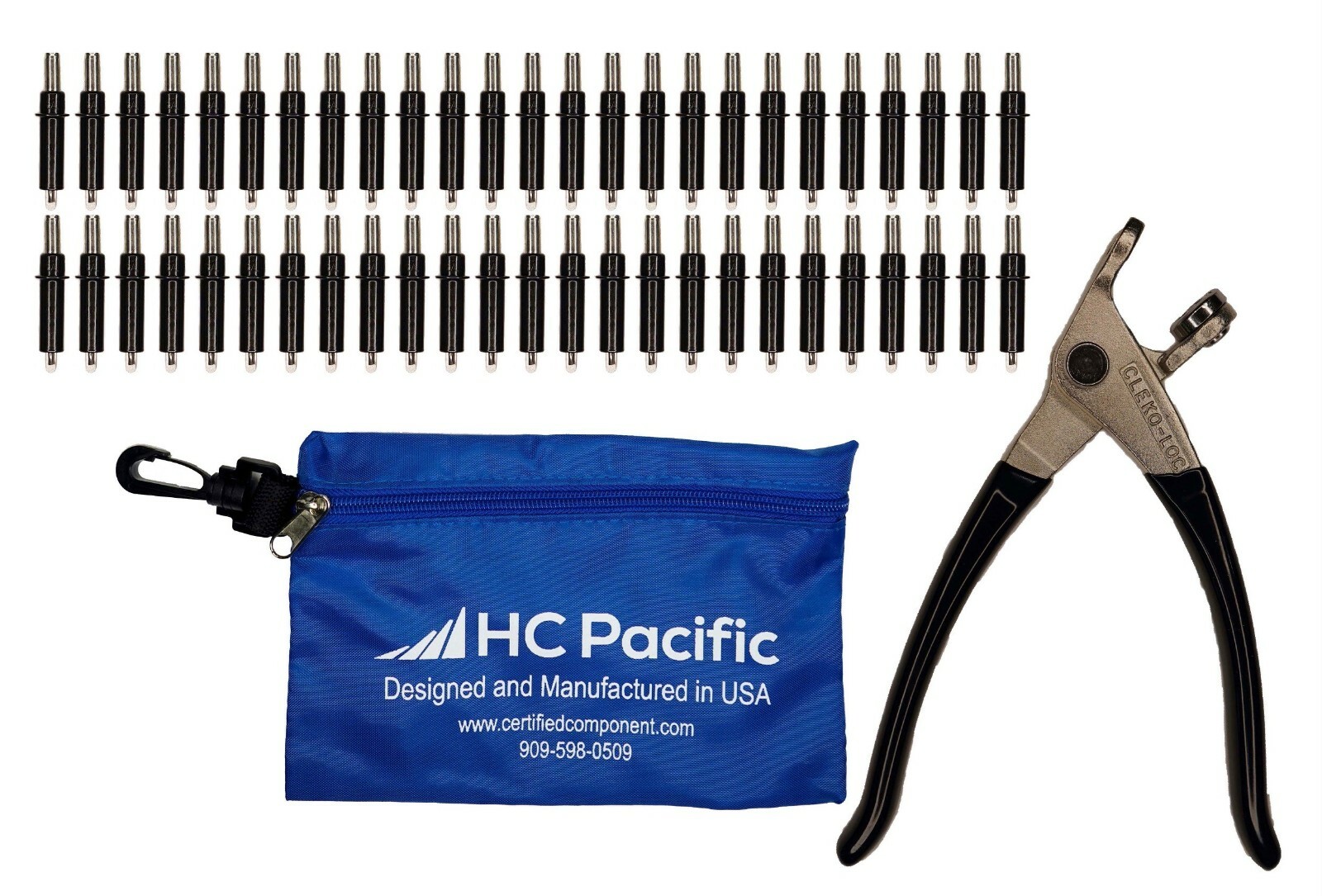 50 each C5/32 Cleco Fasteners (Made in USA) with Cleco Pliers & Pouch