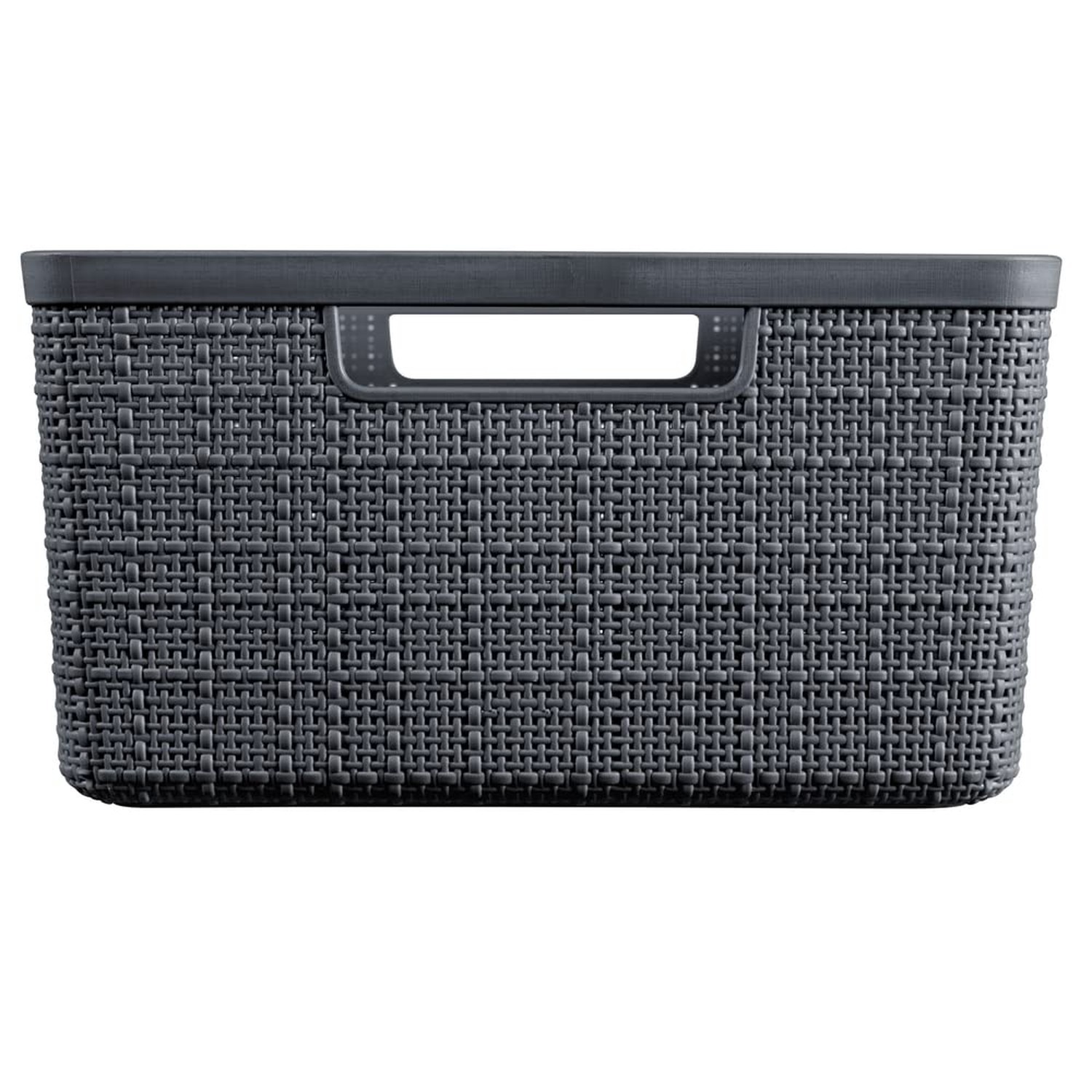 CURVER Jute Basket 100% Recycled Plastic Rectangular 12 L, Dark Grey, M Medium