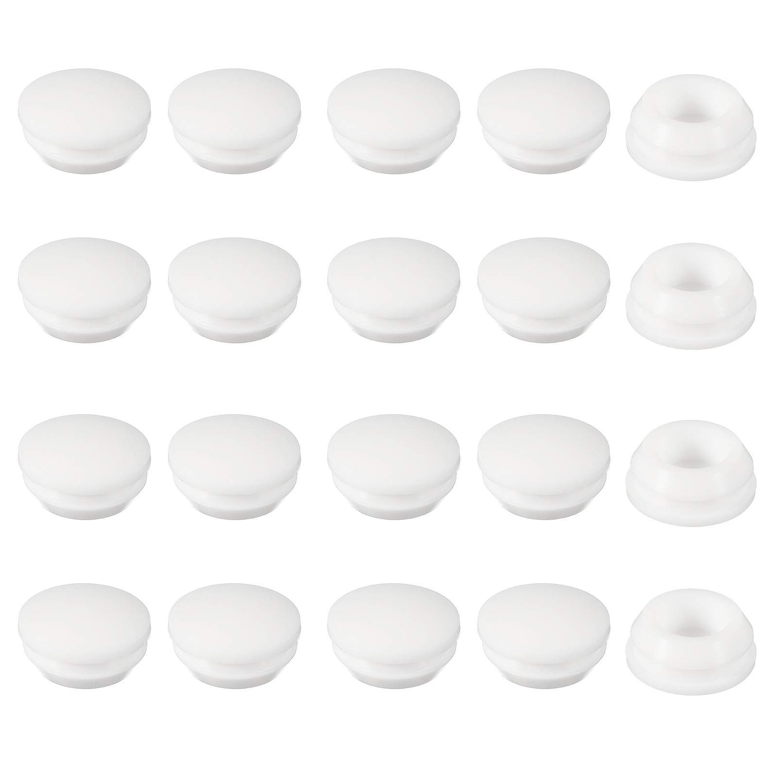 Rubber Silicone Hole Plugs for 14-15 mm Round Holes 14 mm & 20 Pack & White
