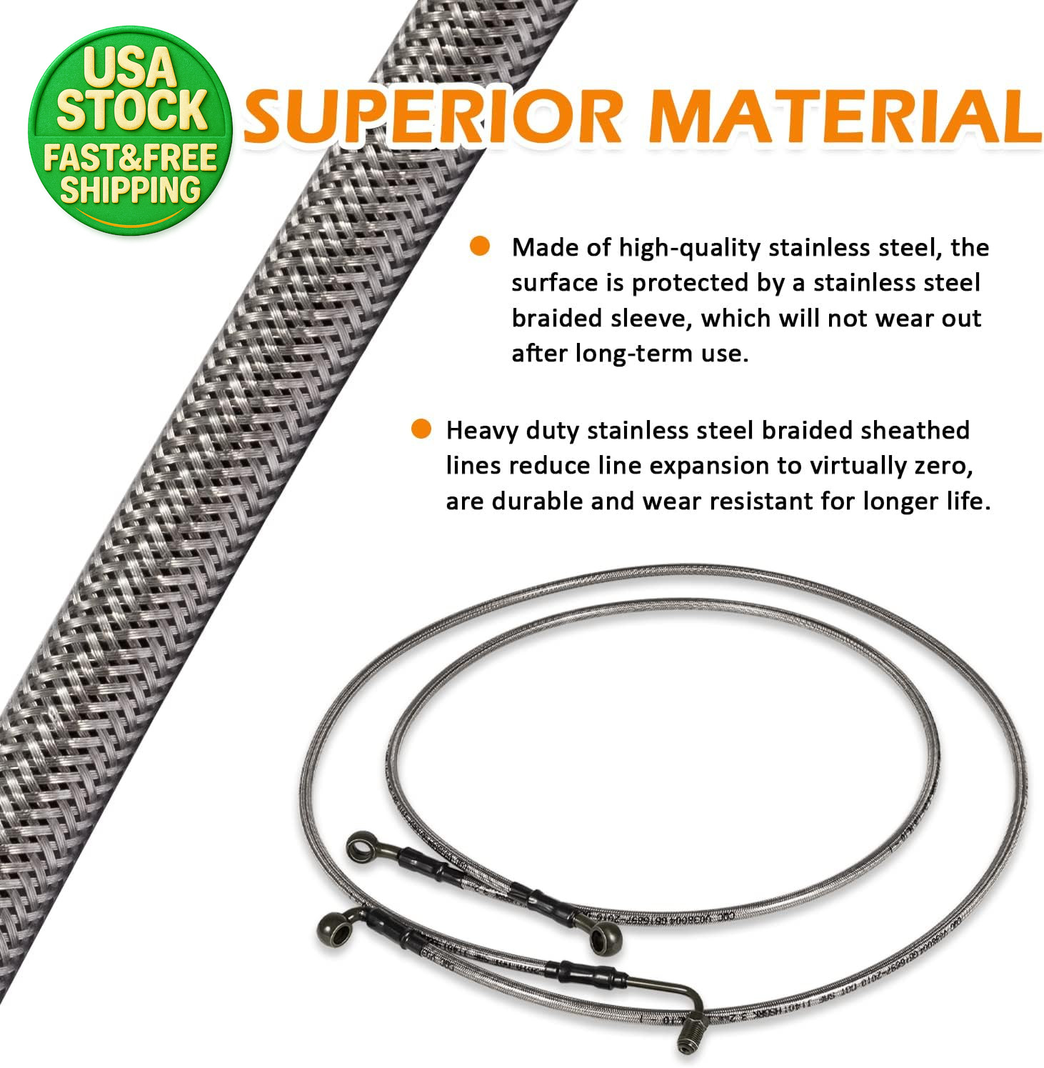 Extended Front Rear Brake Lines Kit for Polaris RZR 800 900 570 XP 4 900