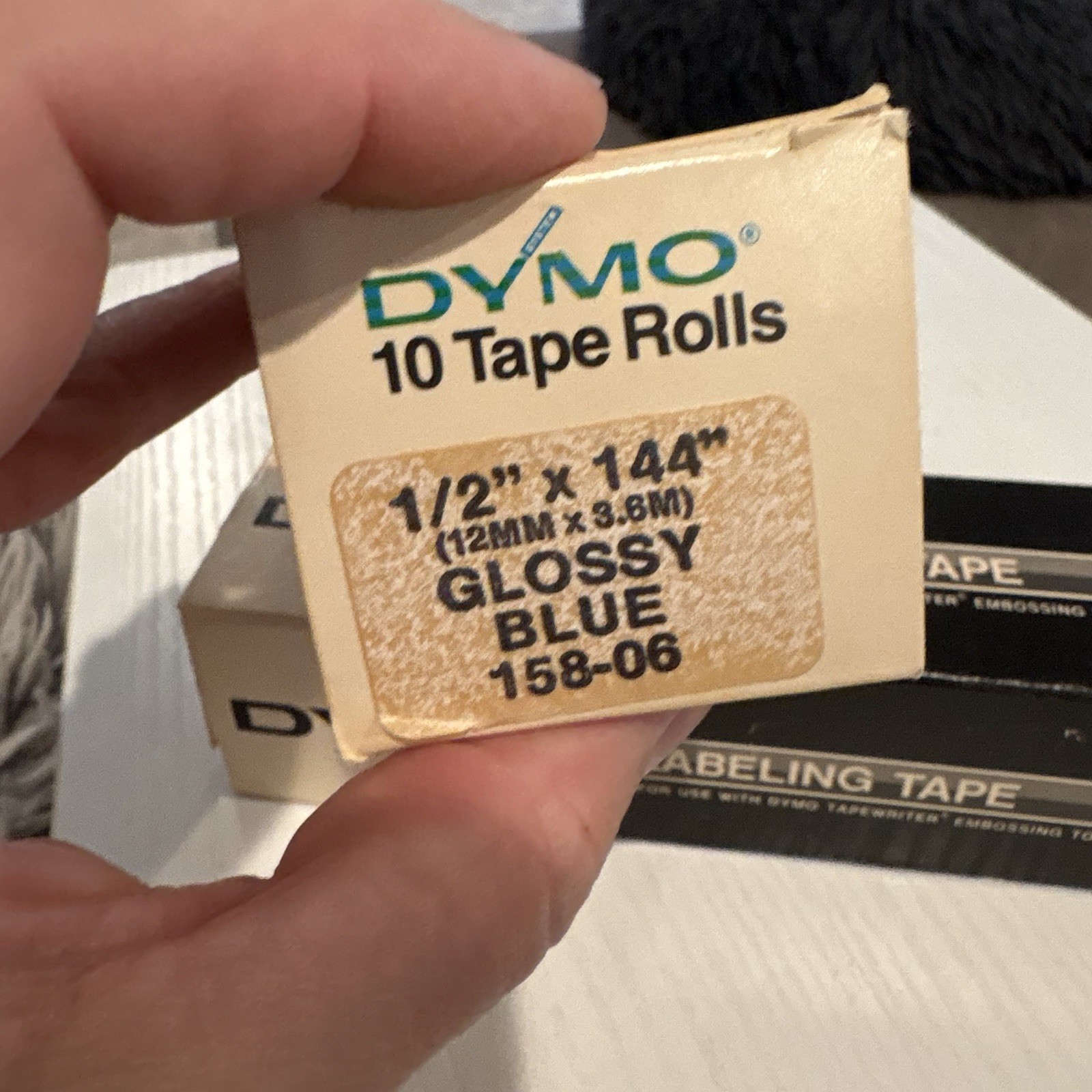 3 Boxes = 24 Rolls Vintage Dymo Labeling Embossing Tape Red & Blue Glossy 1977