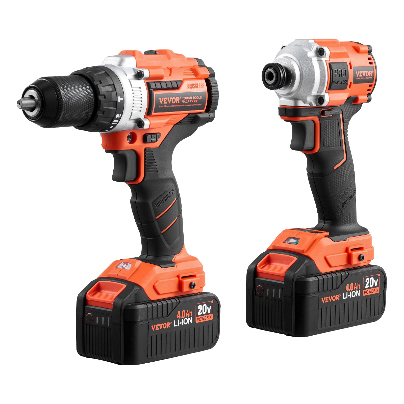 VEVOR Tool Combo Kit Max 20V Cordless 2-Tool Power Combo Kit with 4A Batteries