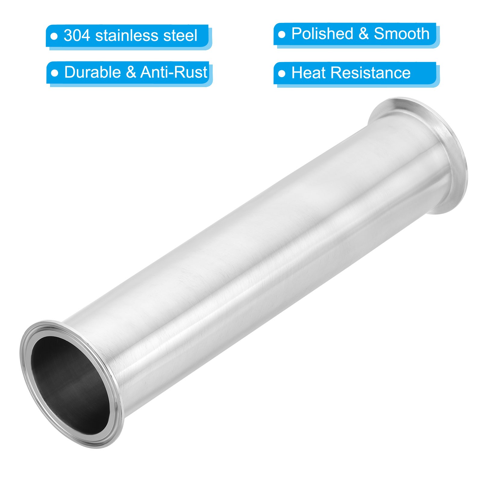 2 1/2 in OD Tri Clamps Tube, Spool Tube with 3 in Clamp Ends,300mm/11.81in