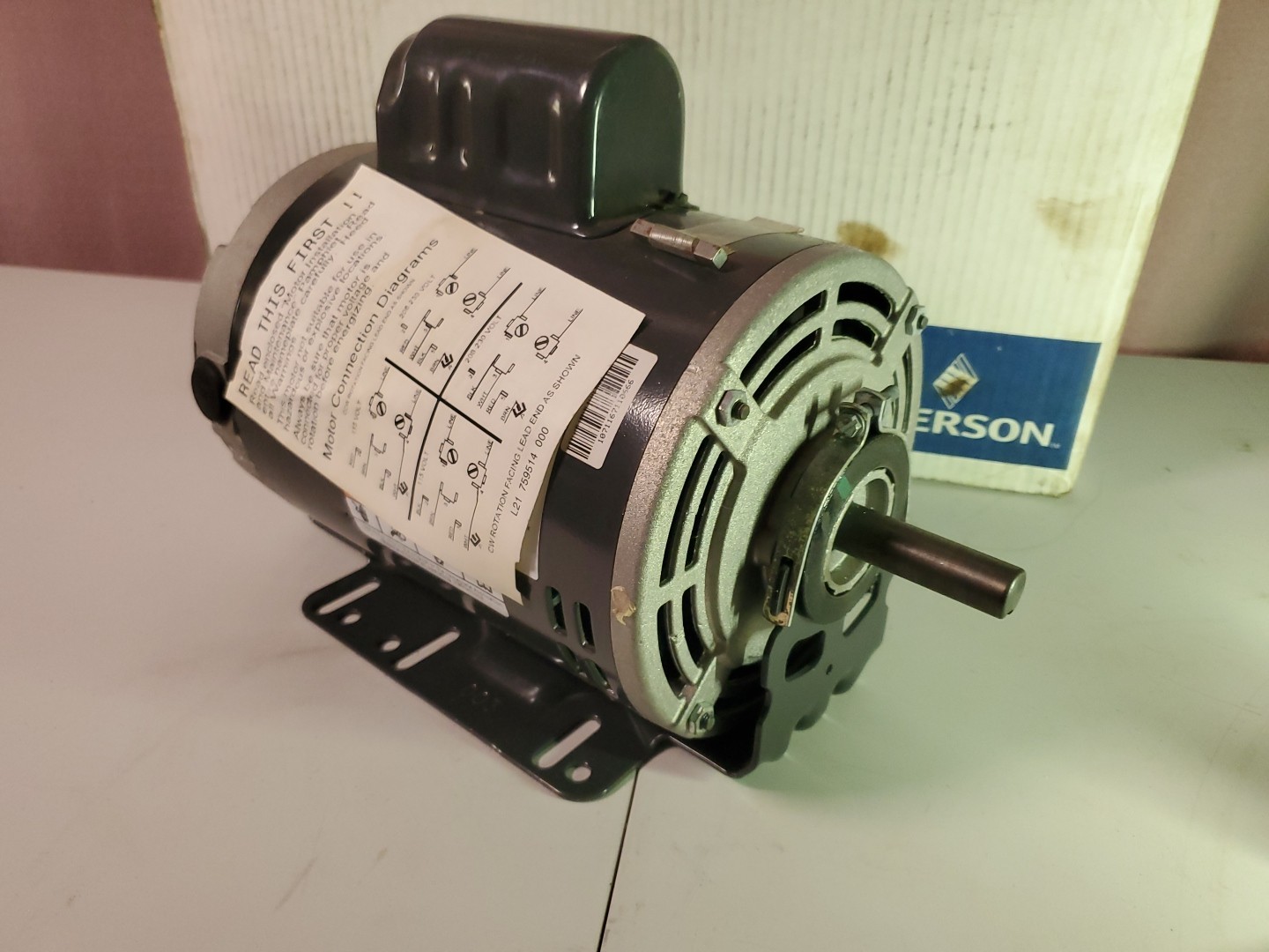 NEW EMERSON 1-1/2 HP ELECTRIC AC MOTOR 115/230V 3450 RPM 5/8″x2″ Keyed Shaft