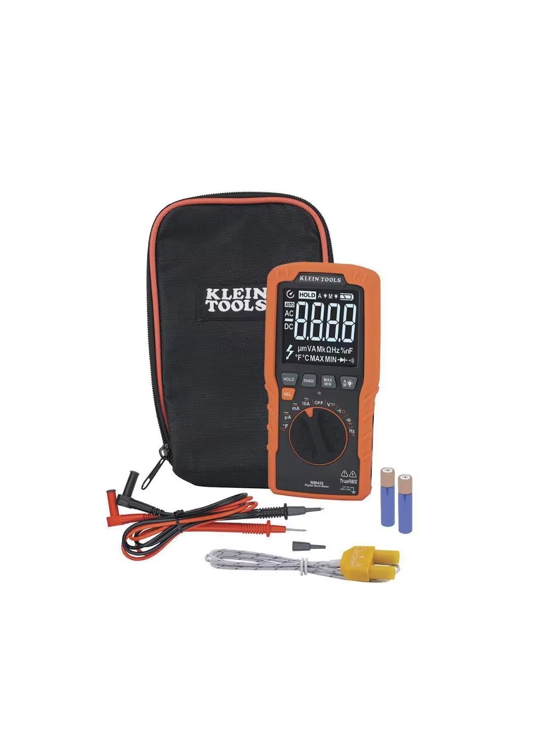 Klein Tools Slim Digital Multimeter, TRMS Auto-Ranging, 600-Volt, Temp. New.