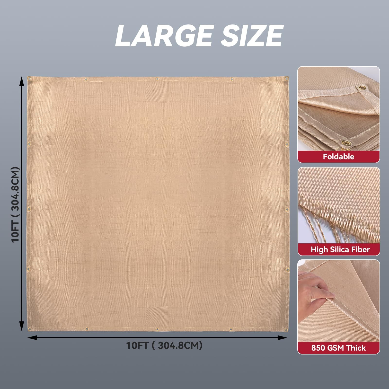 ARCCAPTAIN 10*10ft Welding Blanket 1022°F Heat Resistant Fireproof for Welding