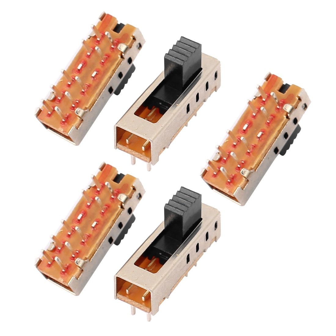 uxcell 5Pcs 4 Position 10P 2P4T Panel Mount Micro Slide Switch Silver