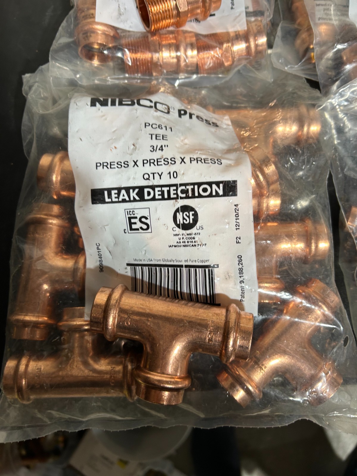 125 – NIBCO VIEGA PROPRESS COPPER PRO PRESS FITTINGS 3/4″ NIB. MADE IN USA