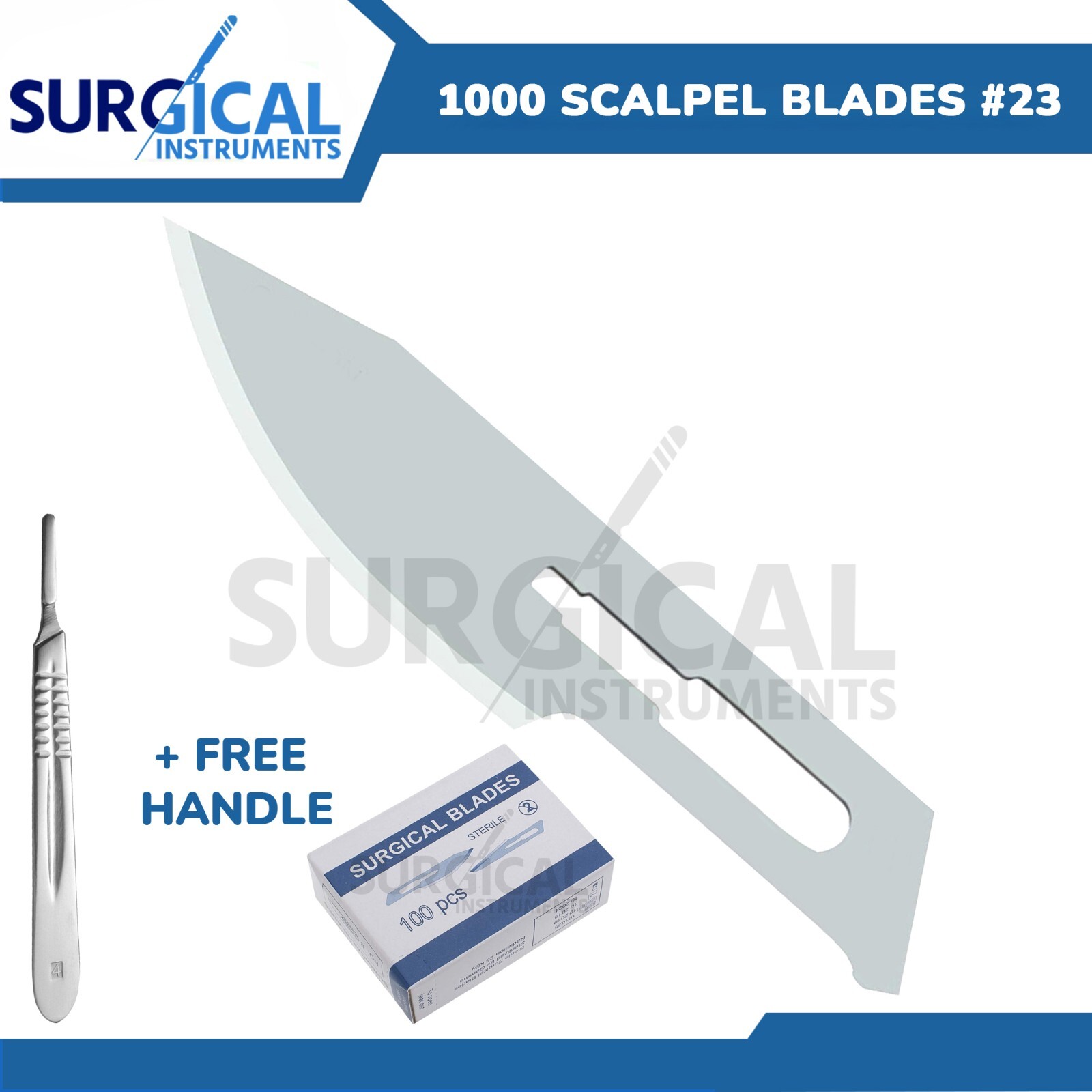 1000 Scalpel Blades #23 Surgical Dental Medical Instrument Free #4 BP Handle