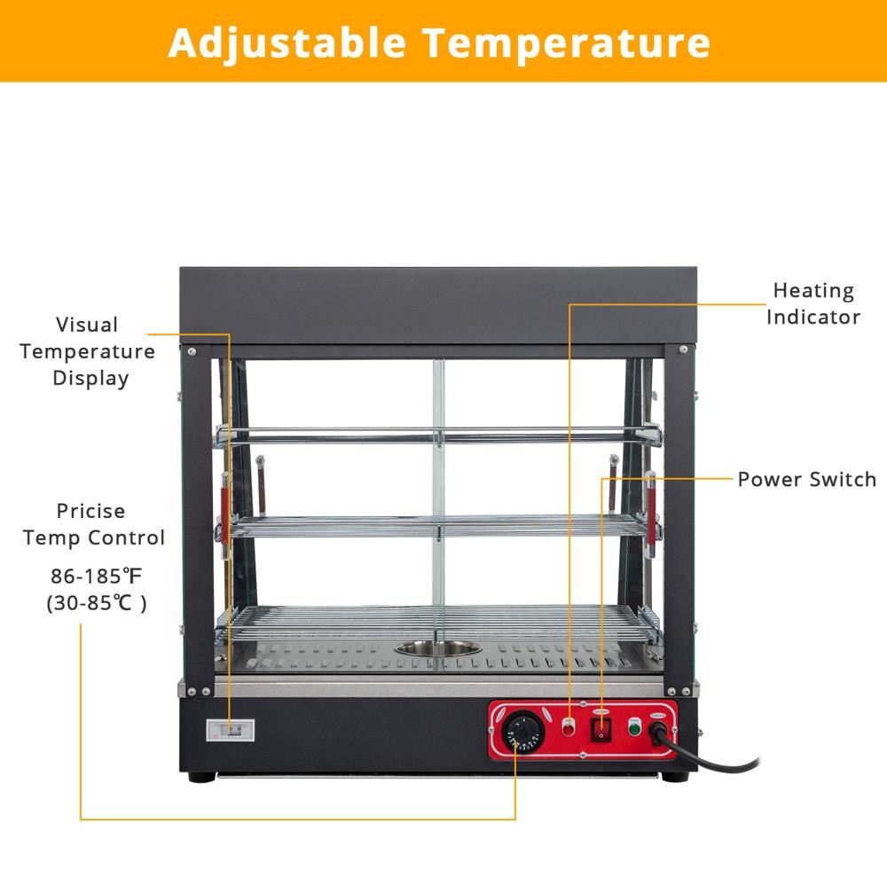 ROVSUN 26″ 3 Tiers Commercial Heat Food Pizza Warmer Display Cases 86 – 185℉ New