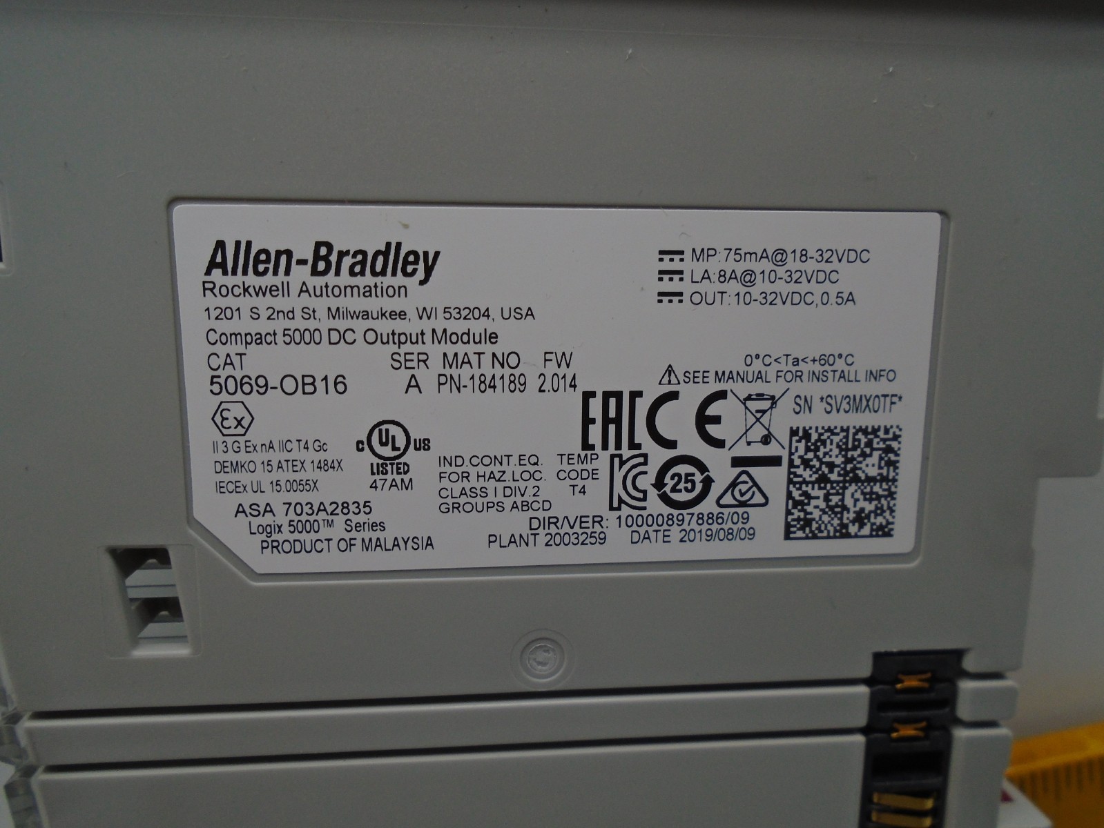5069-OB16 /A Allen Bradley Digital DC Output PN-184189 5069-0B16 N188