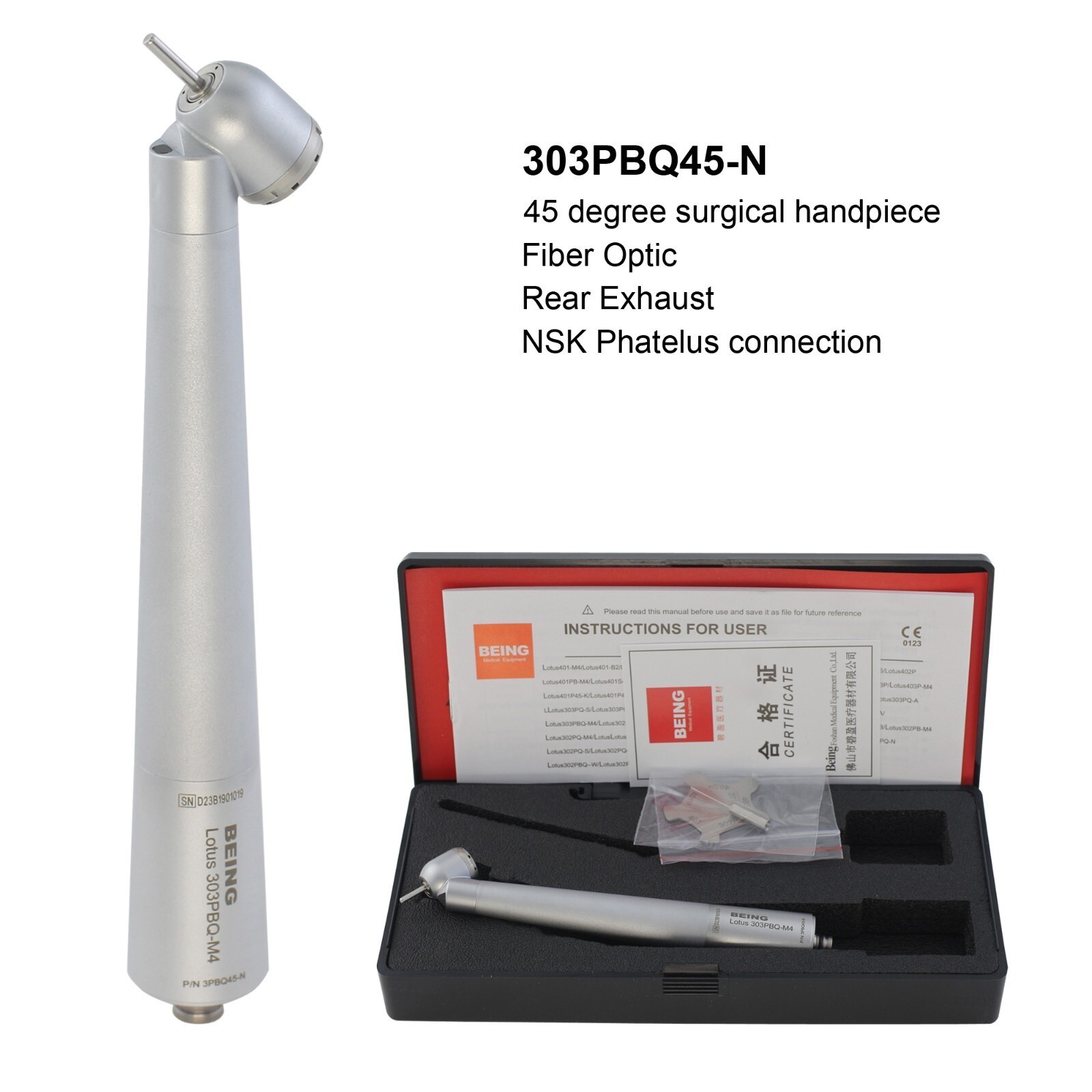 BEING Dental 45° Angle Surgical Handpiece Fiber Optic Fit Kavo Multiflex NSK PTL
