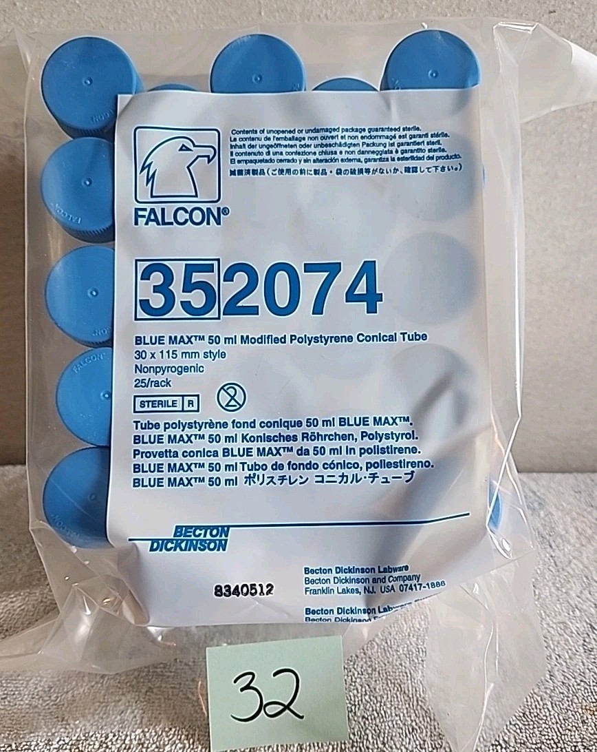 Falcon Blue Max 50ml Modified Polystyrene Conical Tube 30×115mm Ref # 352074