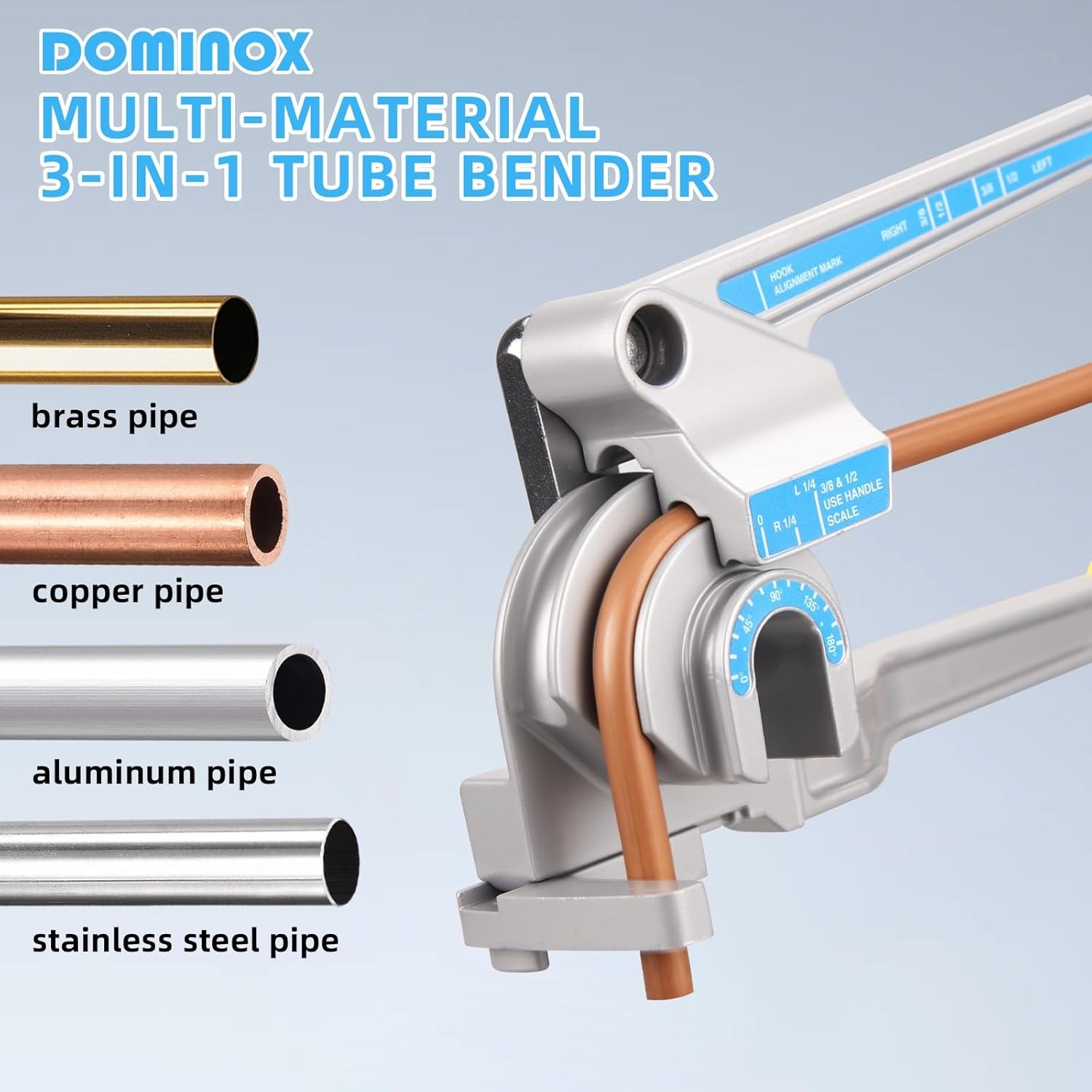 DOMINOX 3-IN-1 Tube Bender, Outer Diameter 1/4″, 3/8″, 1/2″, 0-180°