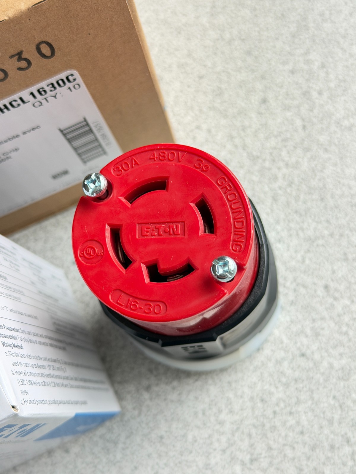 10 NEW Eaton AHCL1630C Red Locking Connector 30A 3Ph 480V 3-Pole 4-Wire L16-30R