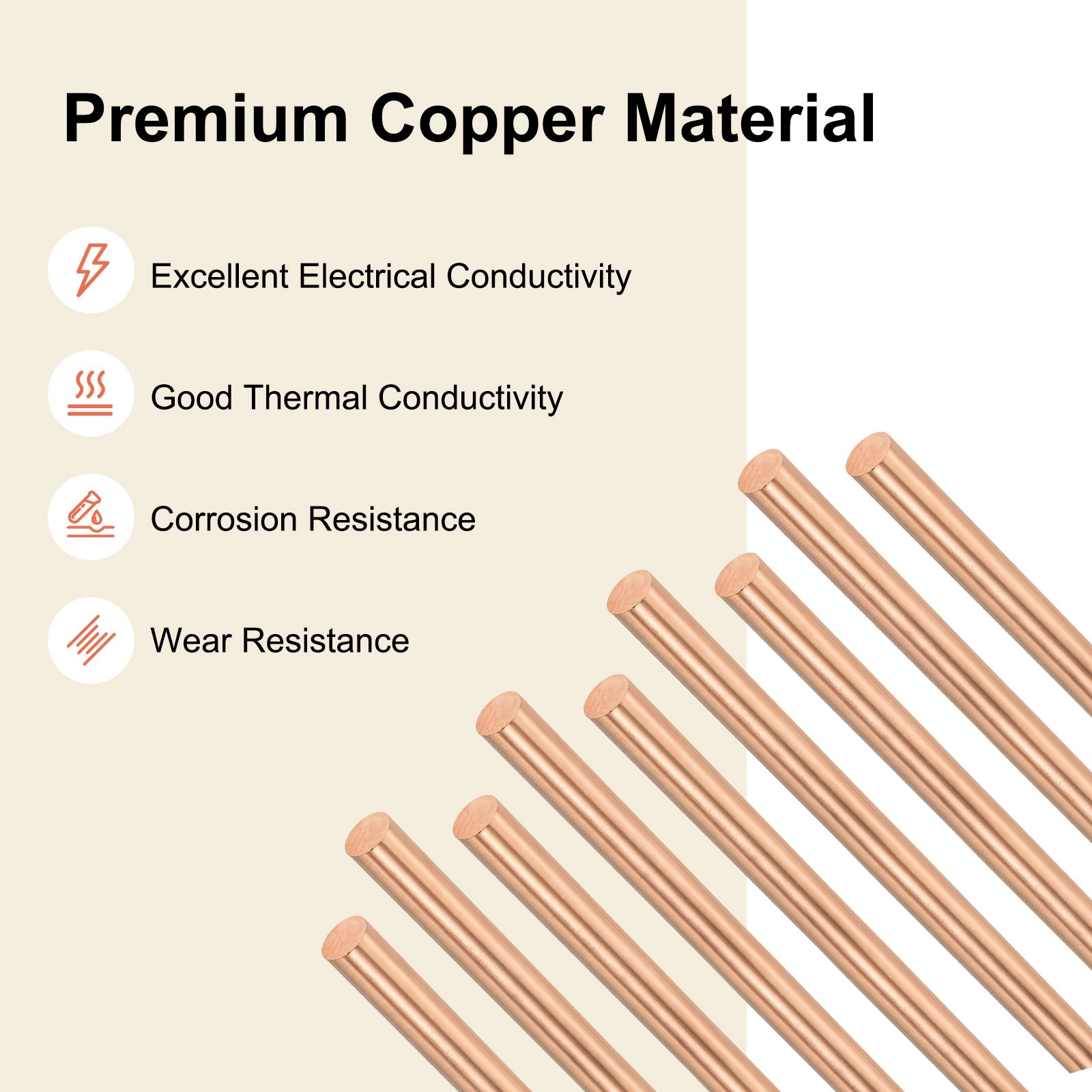 2-Pack Copper Round Rod 4mm x 300mm T2 Copper Stock