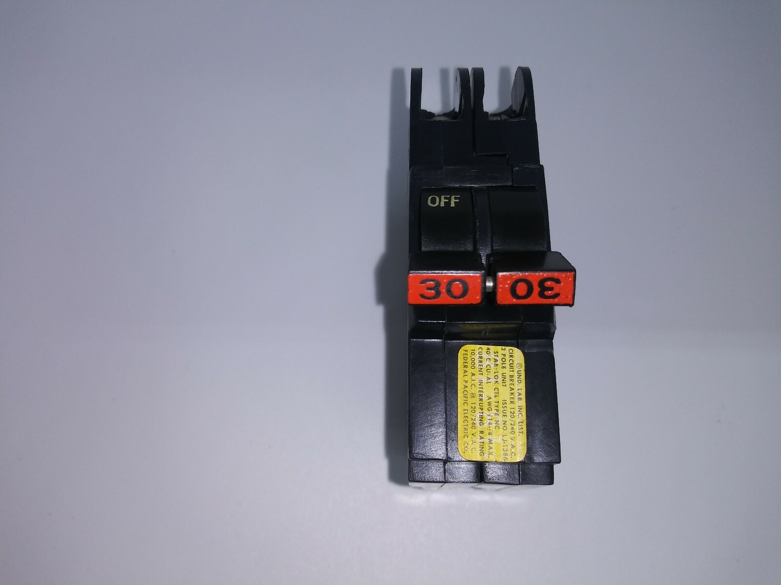 Federal Pacific FPE NC230 30 Amp 2 Pole Stab-Lok Circuit Breaker Mini Twin THIN