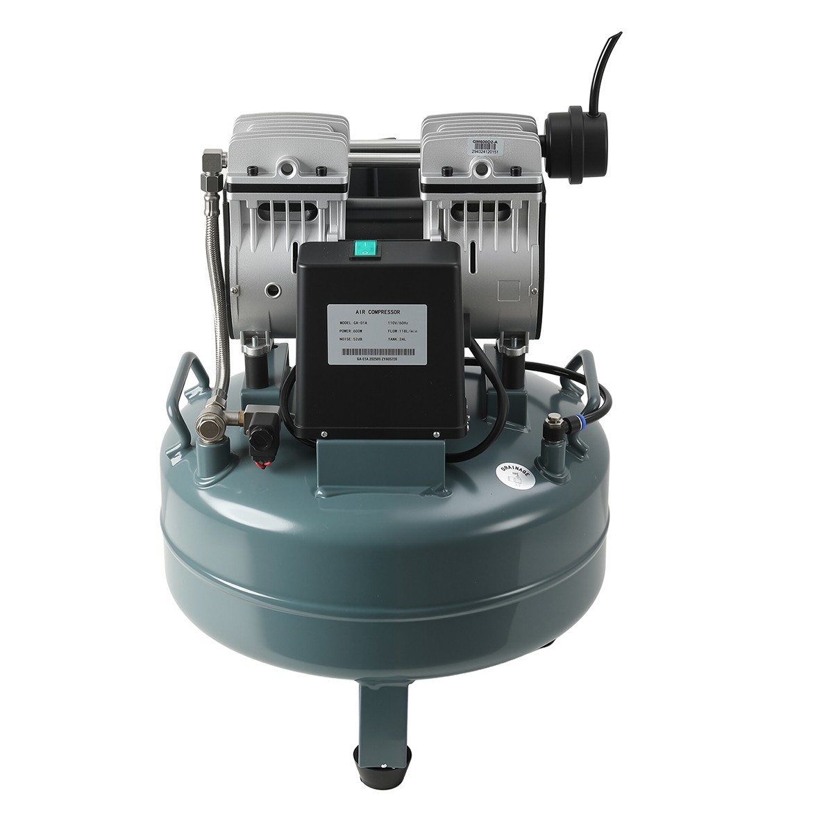 600W 24L Portable Dental Air Compressor Oil Free Silent Air Pump 110V