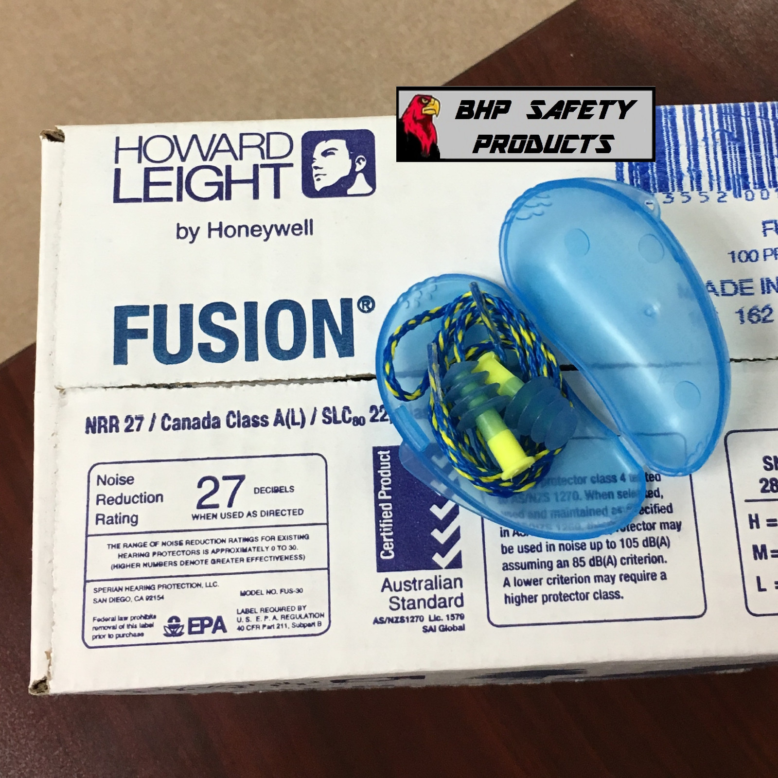 HOWARD LEIGHT FUS30-HP FUSION REUSABLE EAR PLUGS CORDED IN HEARPACK (3 PAIR)