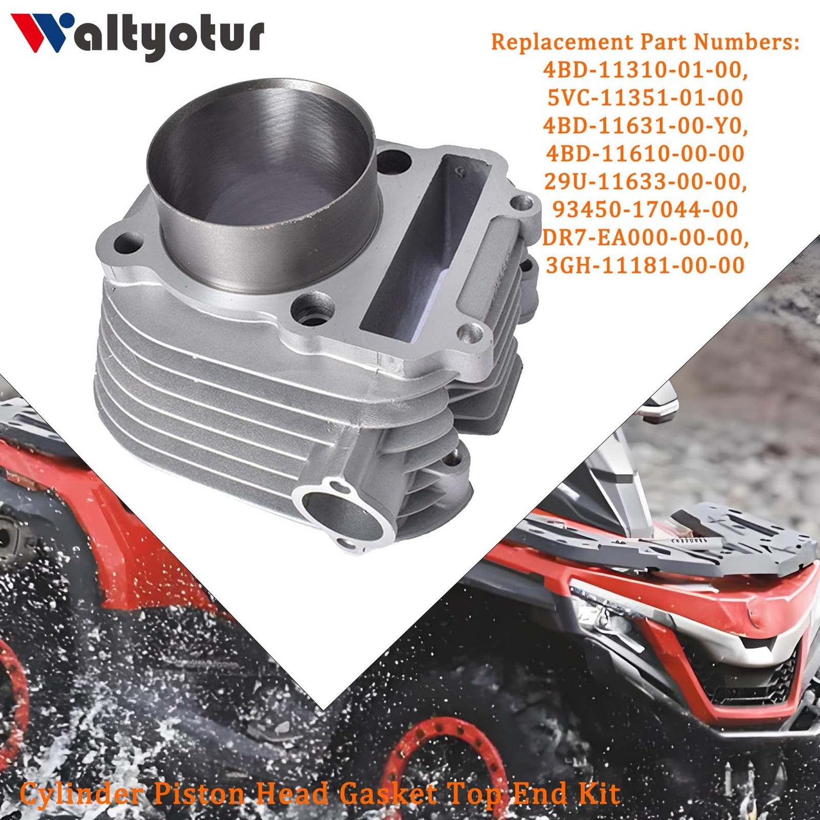 waltyotur Cylinder Piston Head Gasket Top End Kit Repalcement for Yamaha Bear…