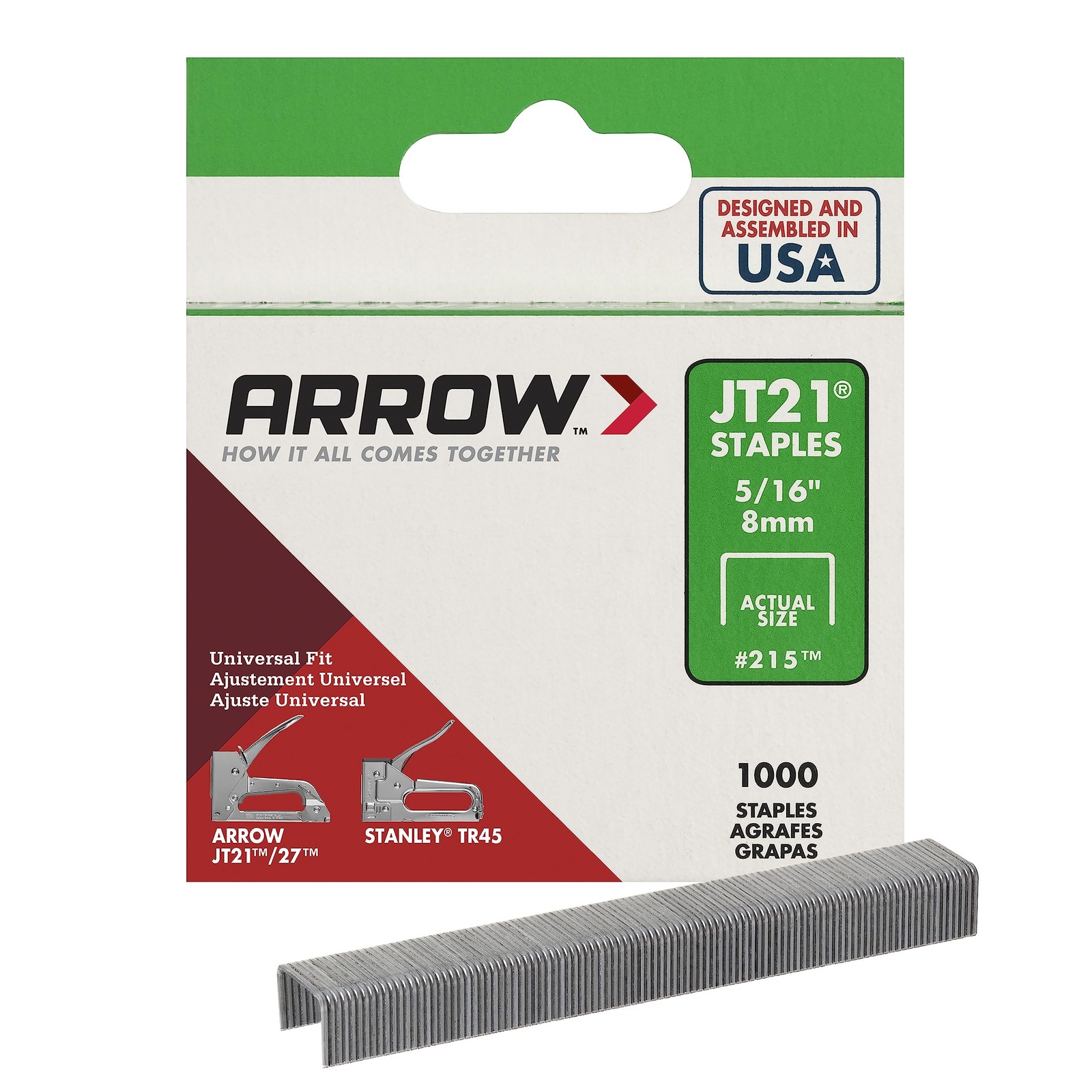 Arrow 215 JT21 Thin Wire Staples for Staple Guns and Staplers, Use for