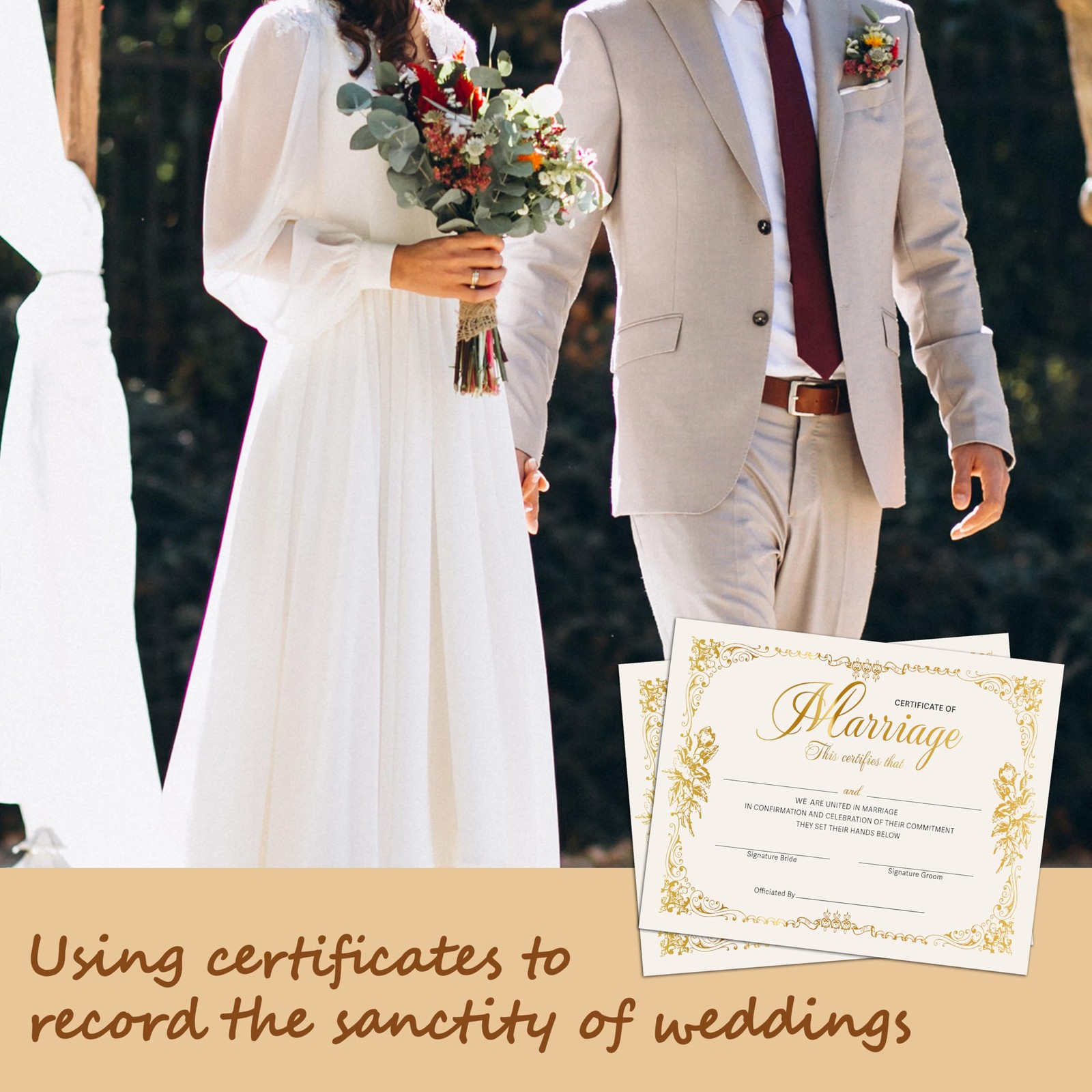Marriage Certificates with Gold Foil Edges – 8 x 10 Inches Blank Certificate …