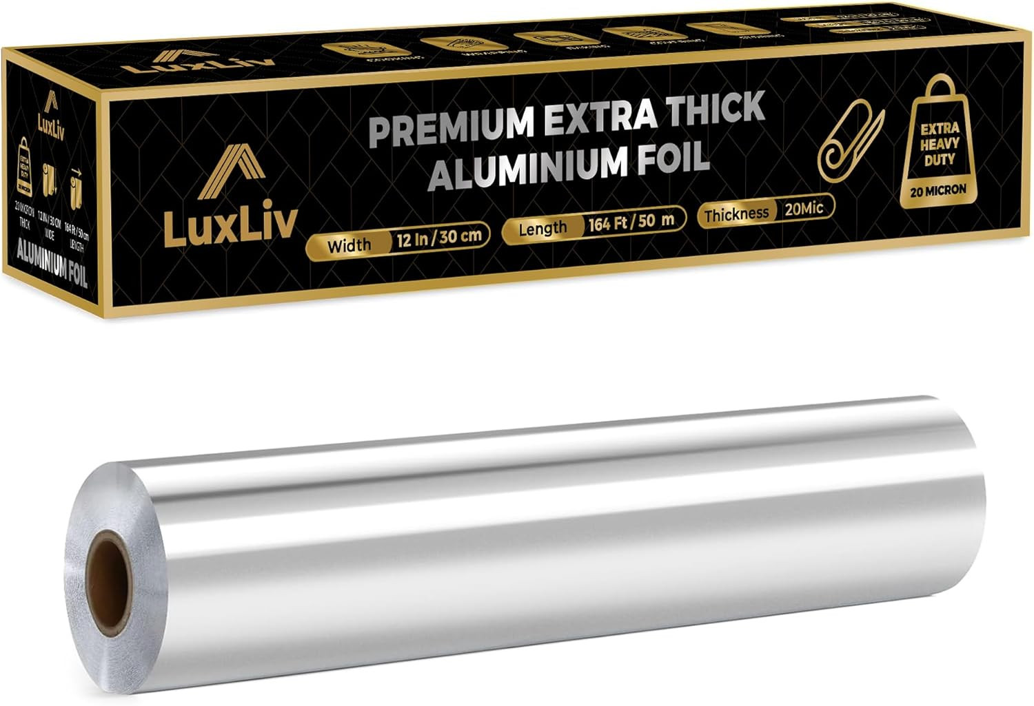 Commercial Grade Heavy Duty Aluminum Foil Roll – 12″ x 164′ with Cutter