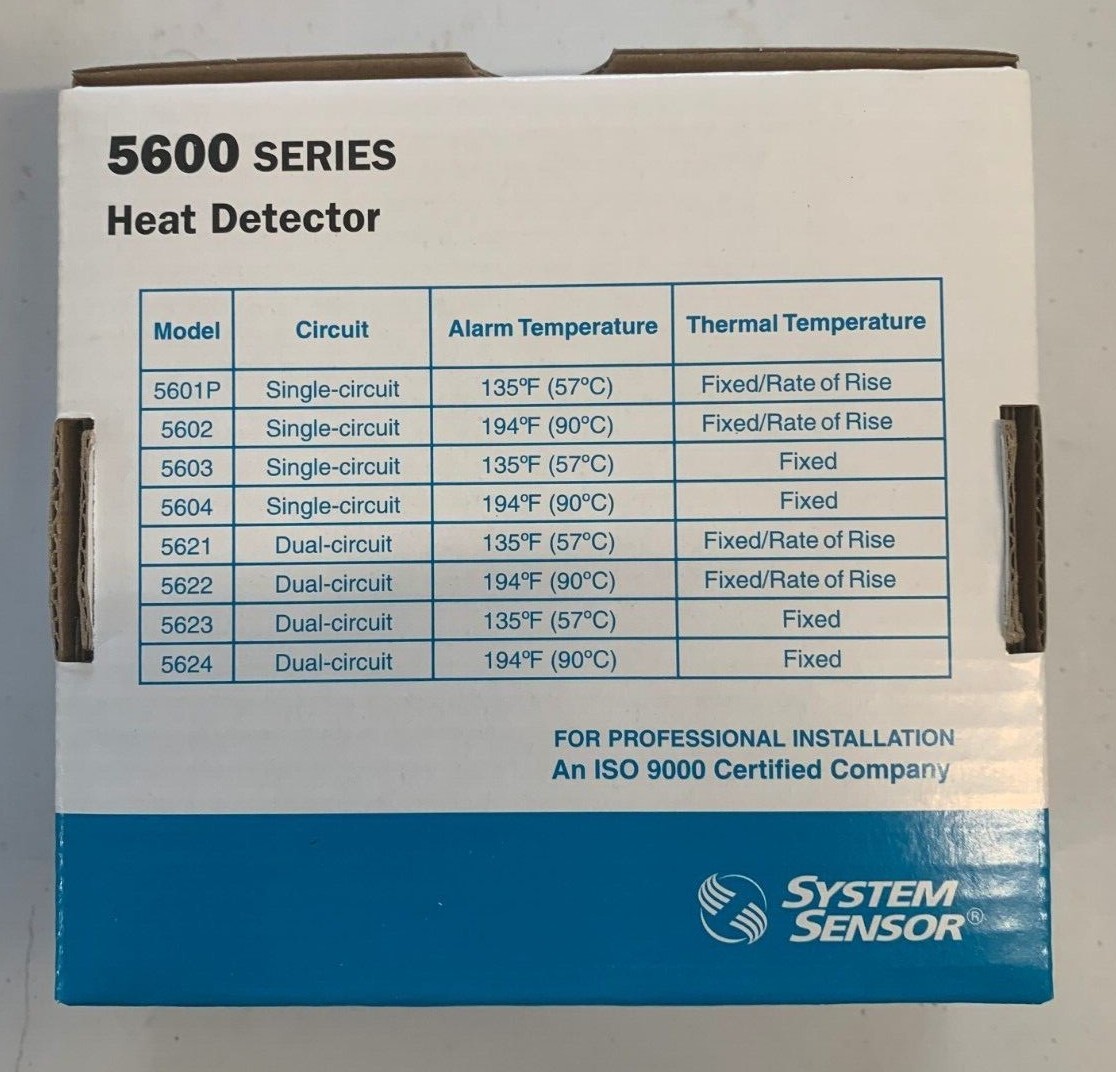 System Sensor HEAT DETECTOR 5602 Rate of Rise and Fixed Temp 194F (90C)